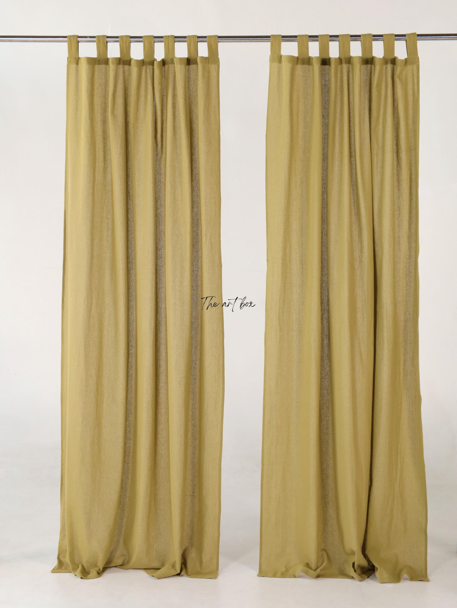 Lime Cotton Tap Top Curtains- 2 Panel set
