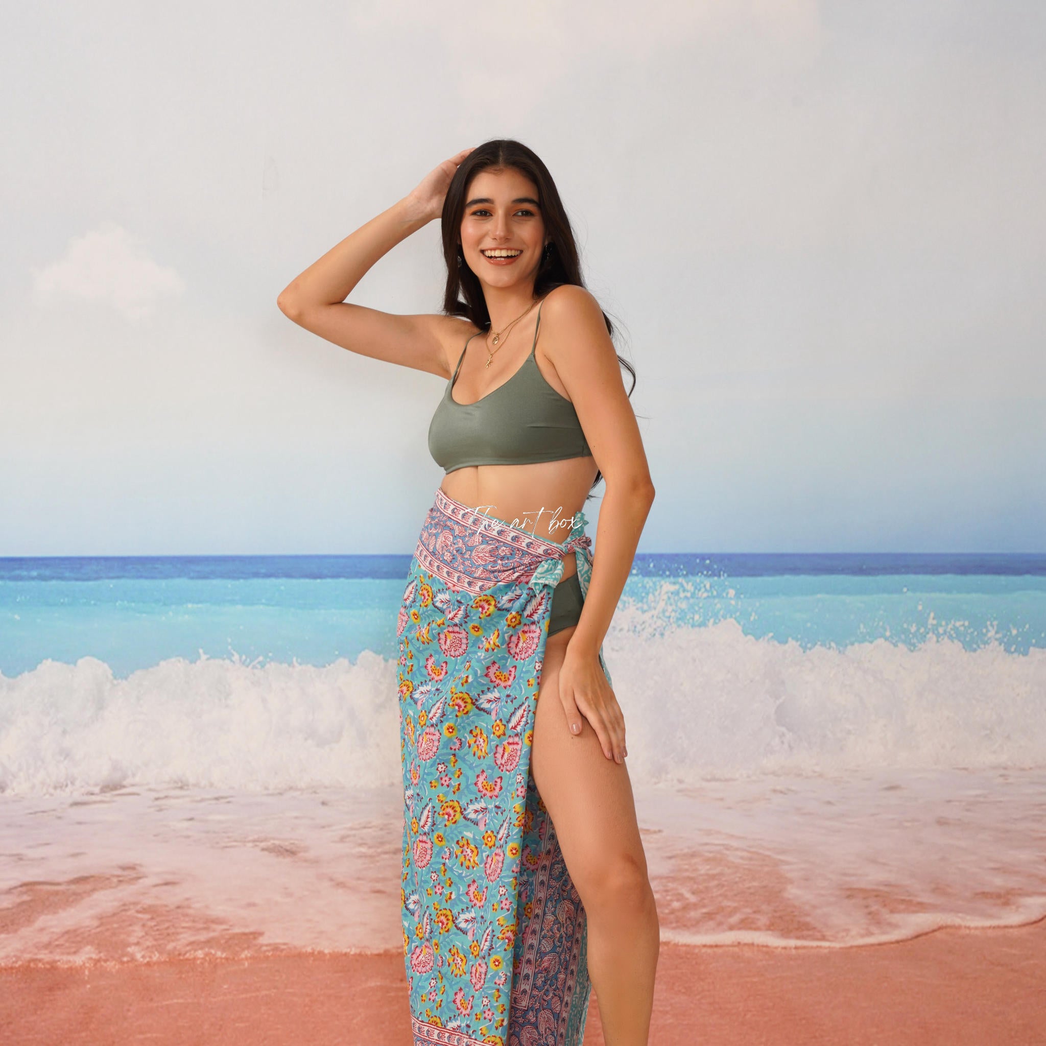 Hawaiian Sarong Coverups for Women Hand Block Print Swimsuit Pareo Wrap Beach Swimwear Bathing Suit Bikini Cover Up
