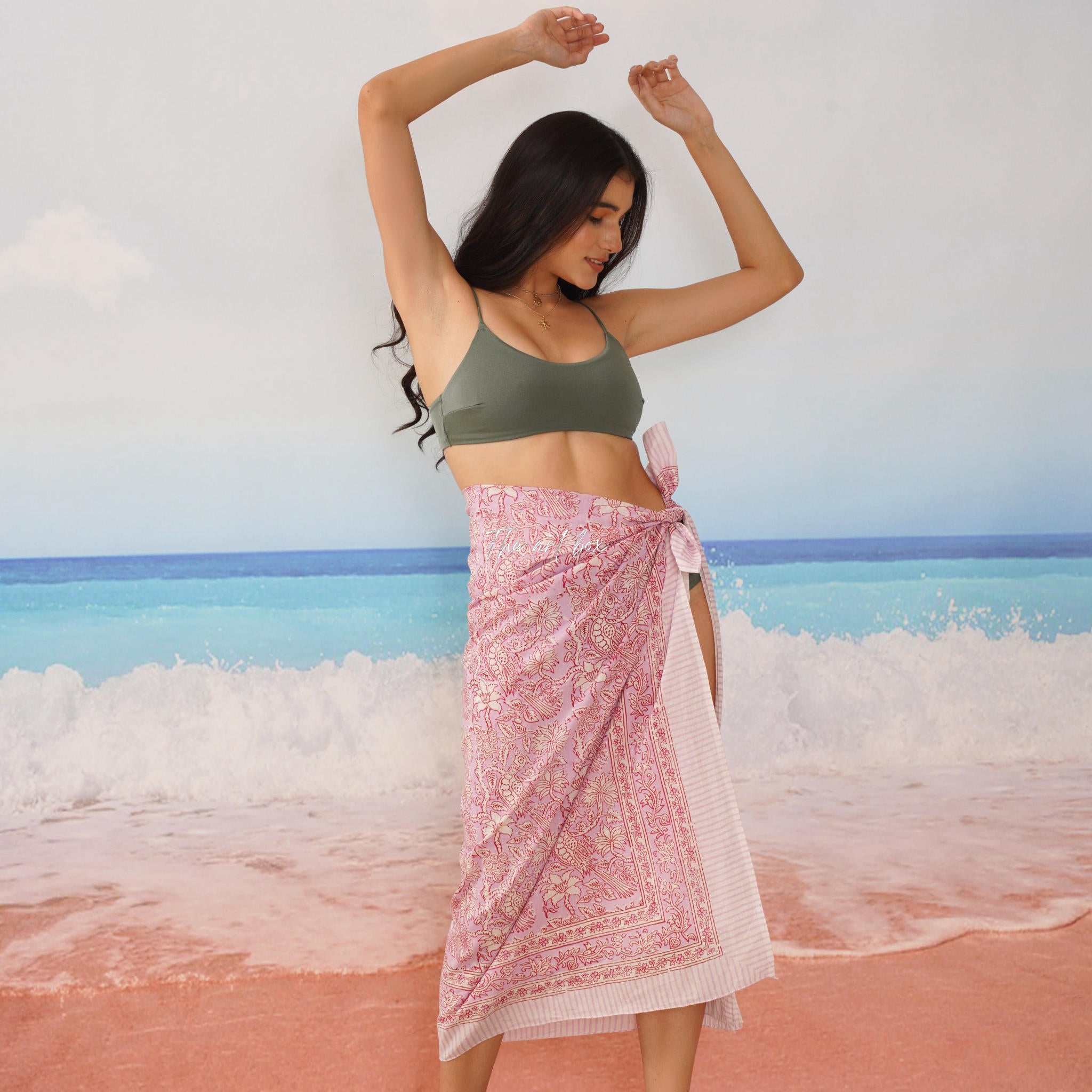 Hawaiian Sarong Coverups for Women Hand Block Print Swimsuit Pareo Wrap Beach Swimwear Bathing Suit Bikini Cover Up
