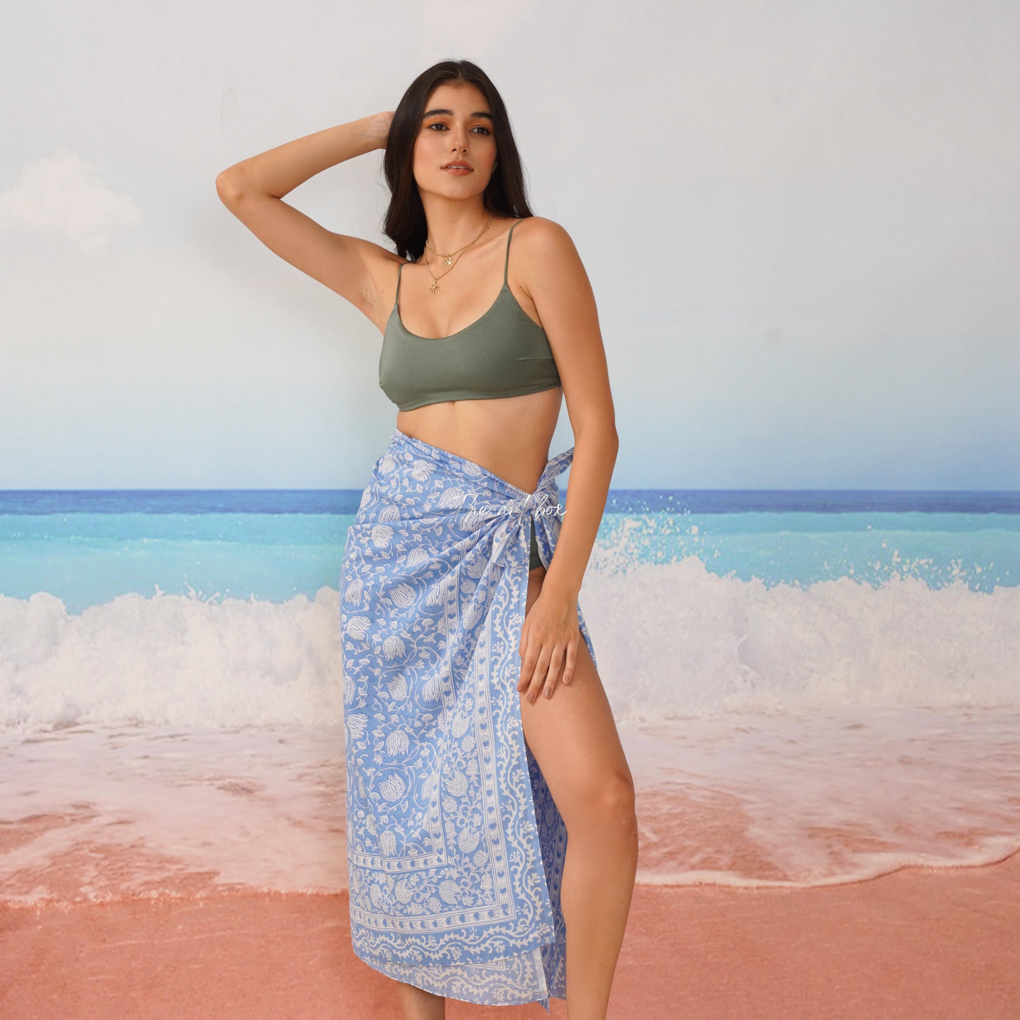 Hawaiian Sarong Coverups for Women Hand Block Print Swimsuit Pareo Wrap Beach Swimwear Bathing Suit Bikini Cover Up