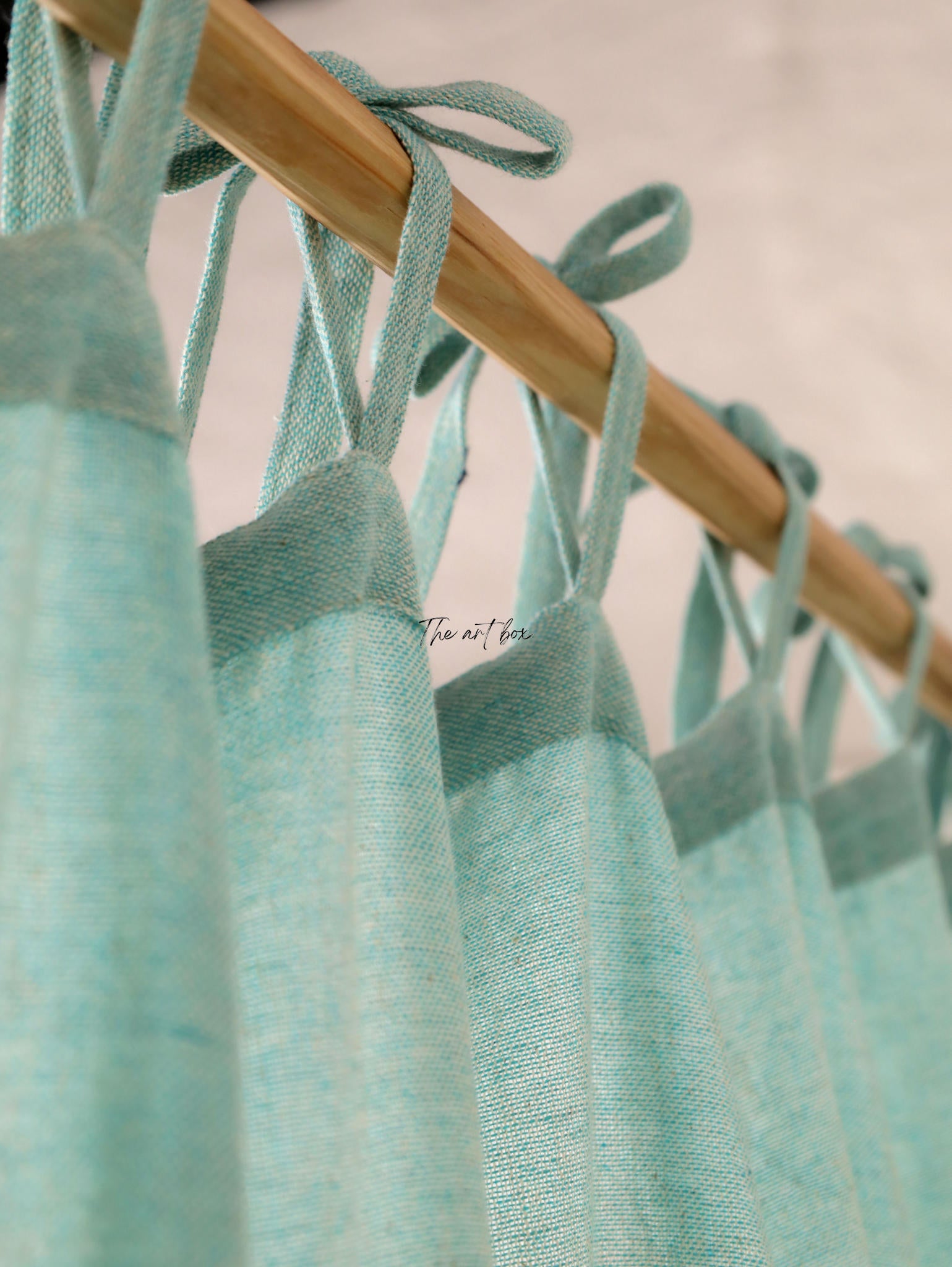 Linen Gauze Aqua Curtains- 2 Panel set