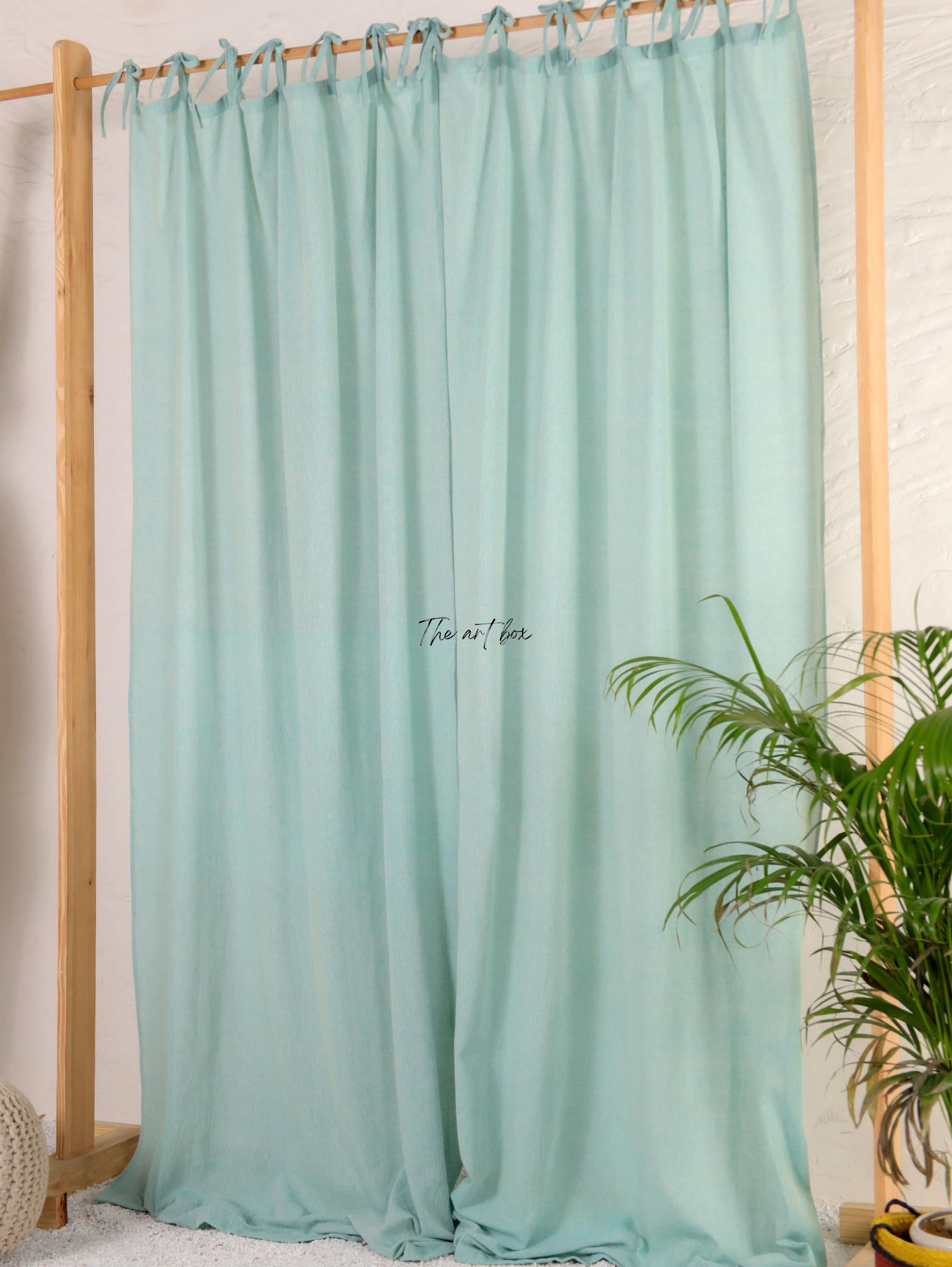 Linen Gauze Aqua Curtains- 2 Panel set