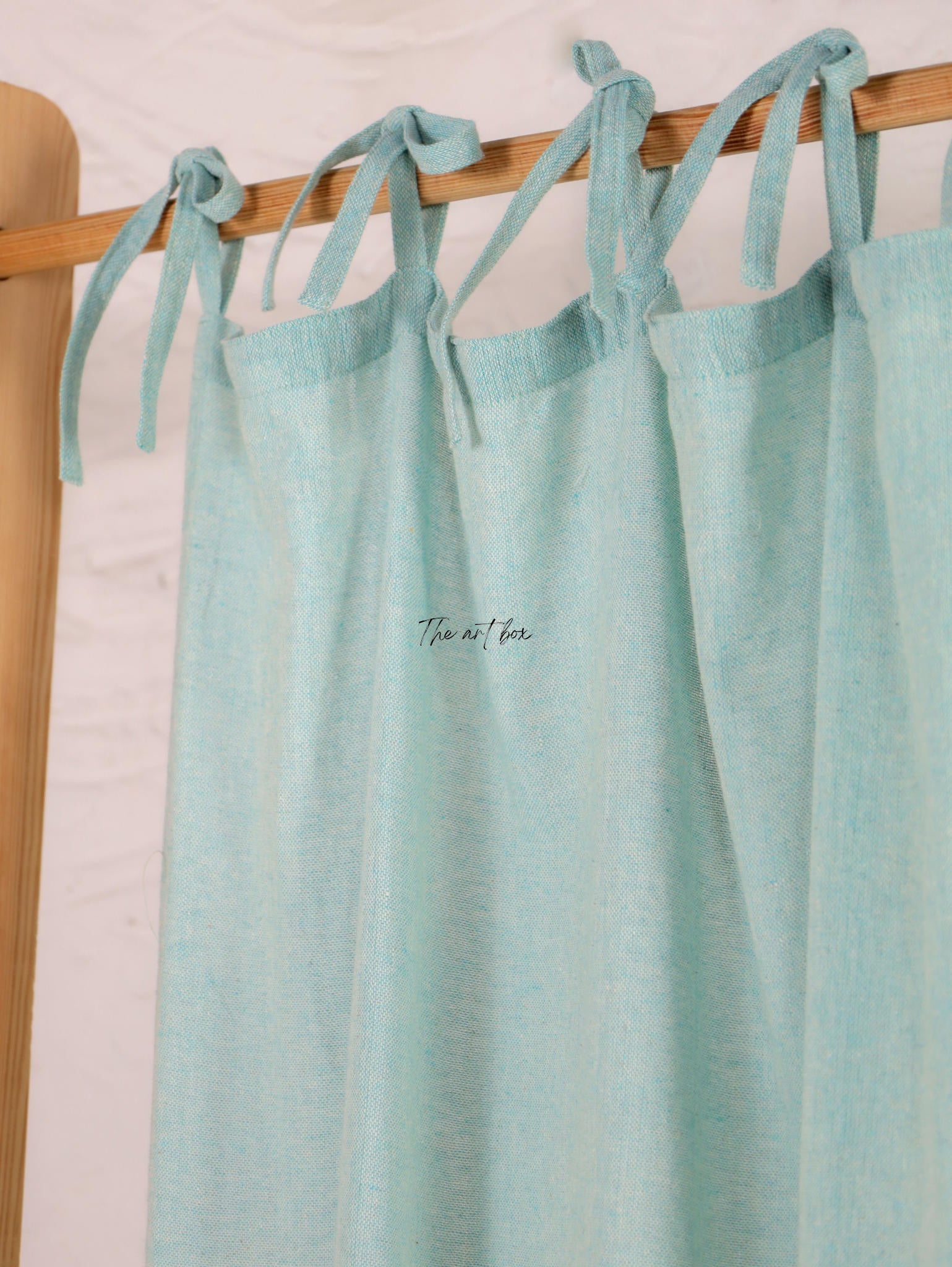 Linen Gauze Aqua Curtains- 2 Panel set