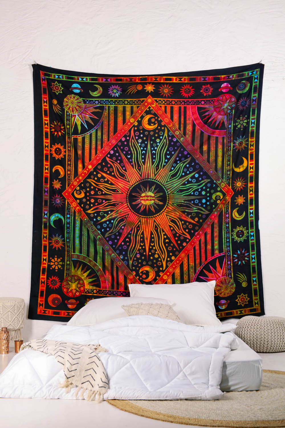 Multicolor Burning Sun Tapestry