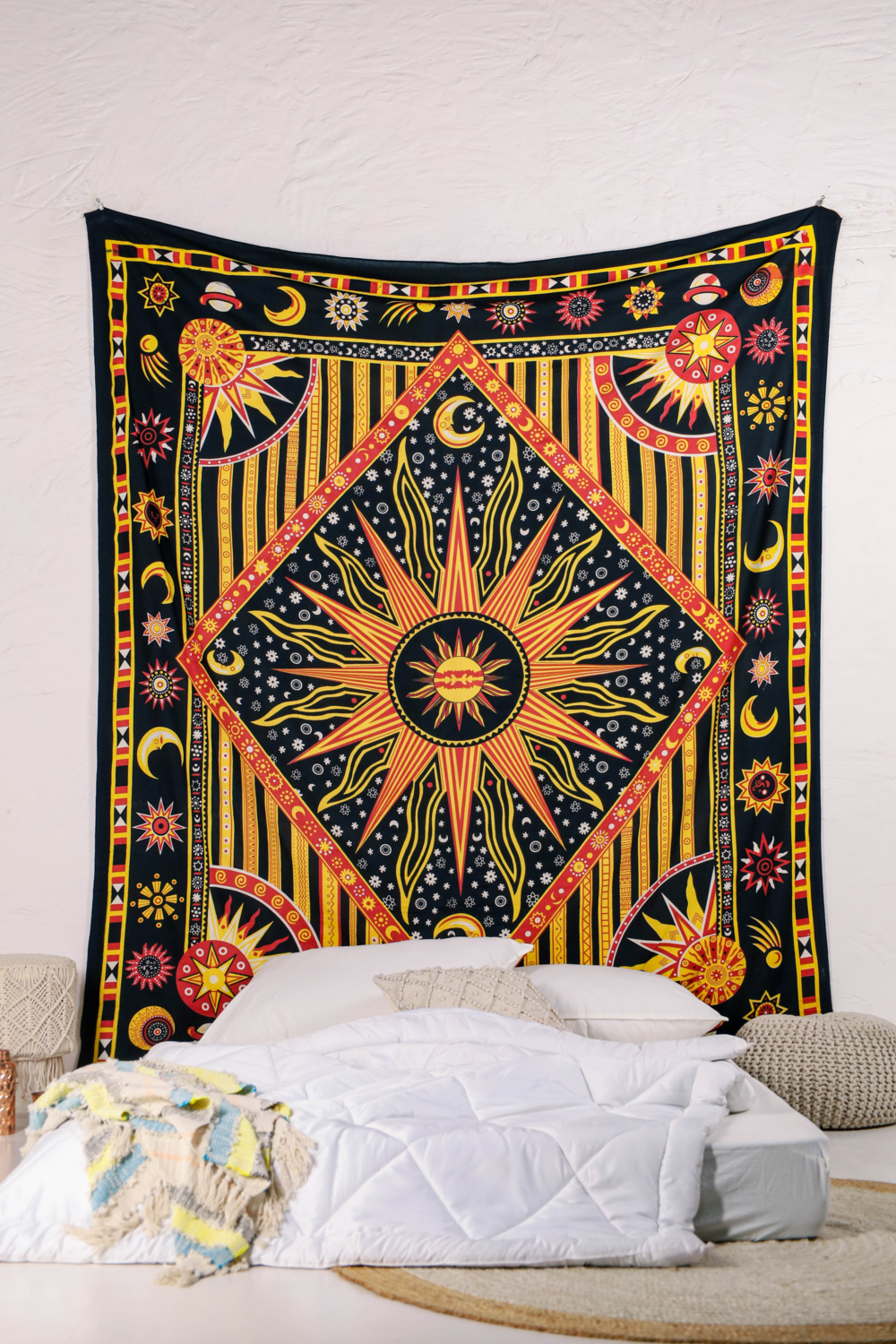 Yellow Burning Sun Tapestry