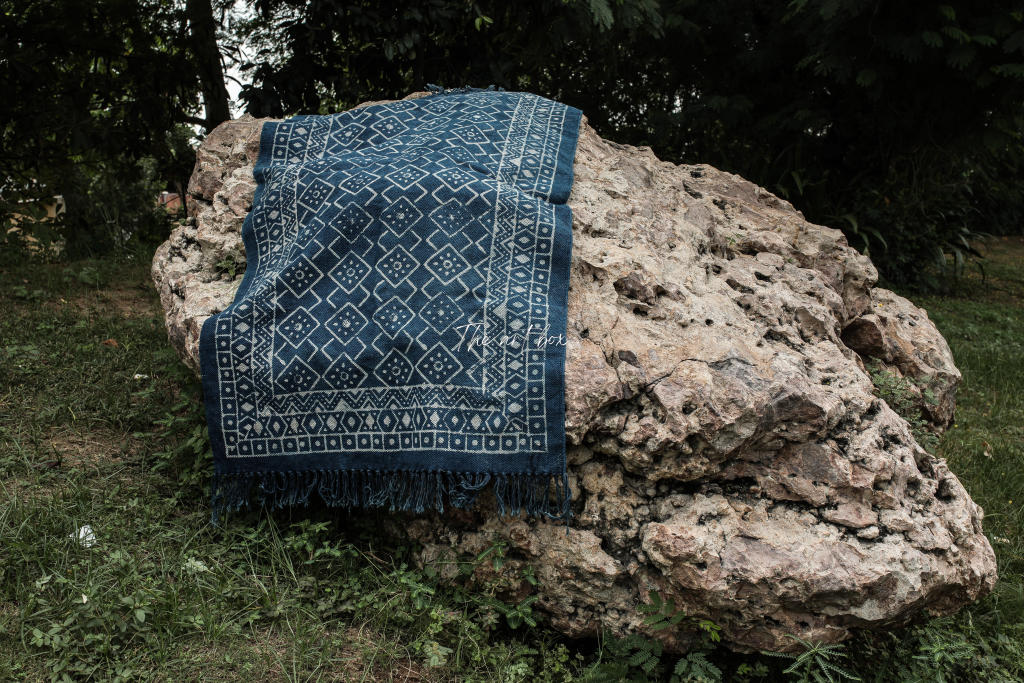 Indigo Blue Dabu Block Print Cotton Rectangular Rugs