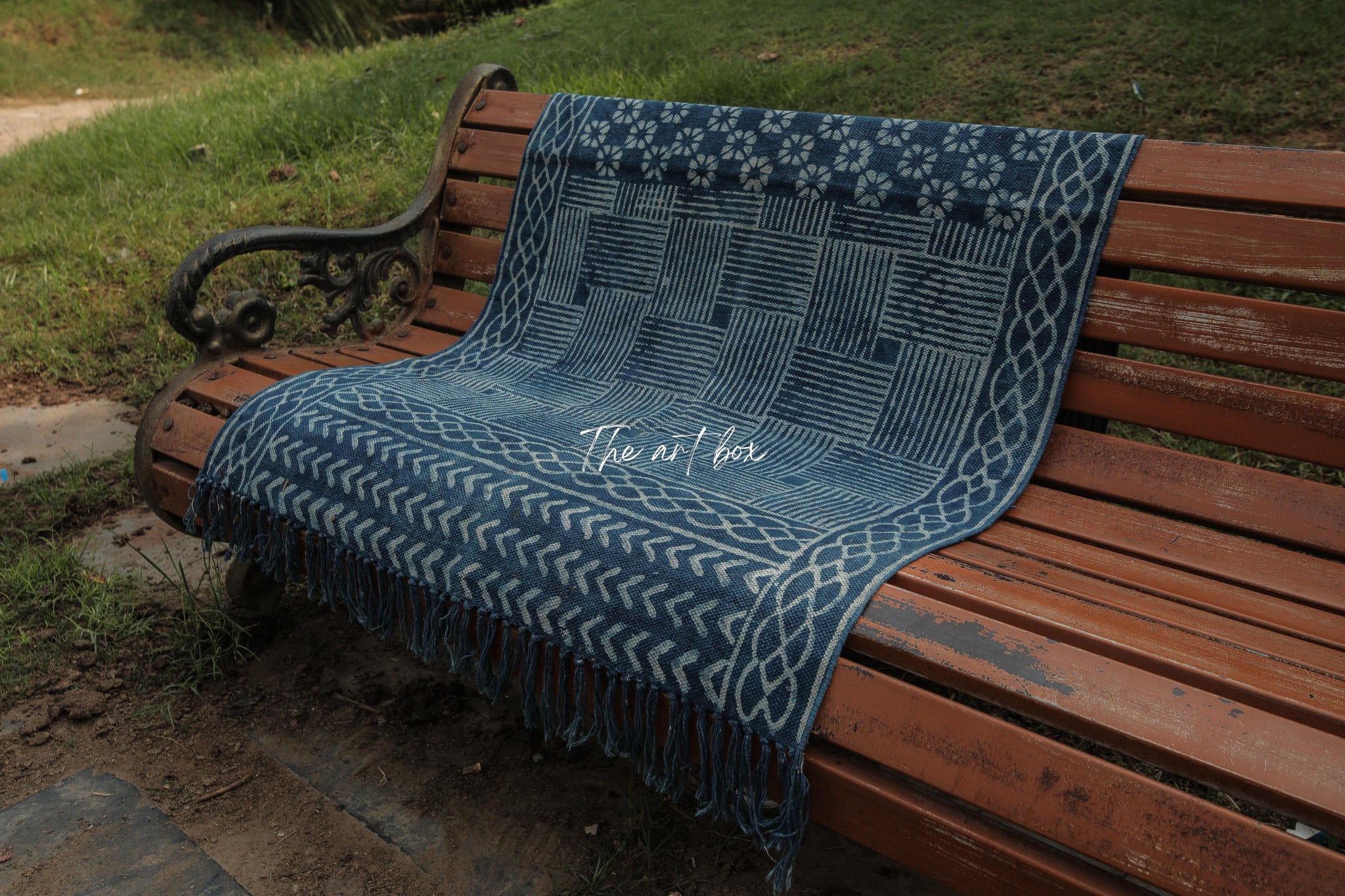 Indigo Blue Hand Block Print Cotton Rectangular Rugs