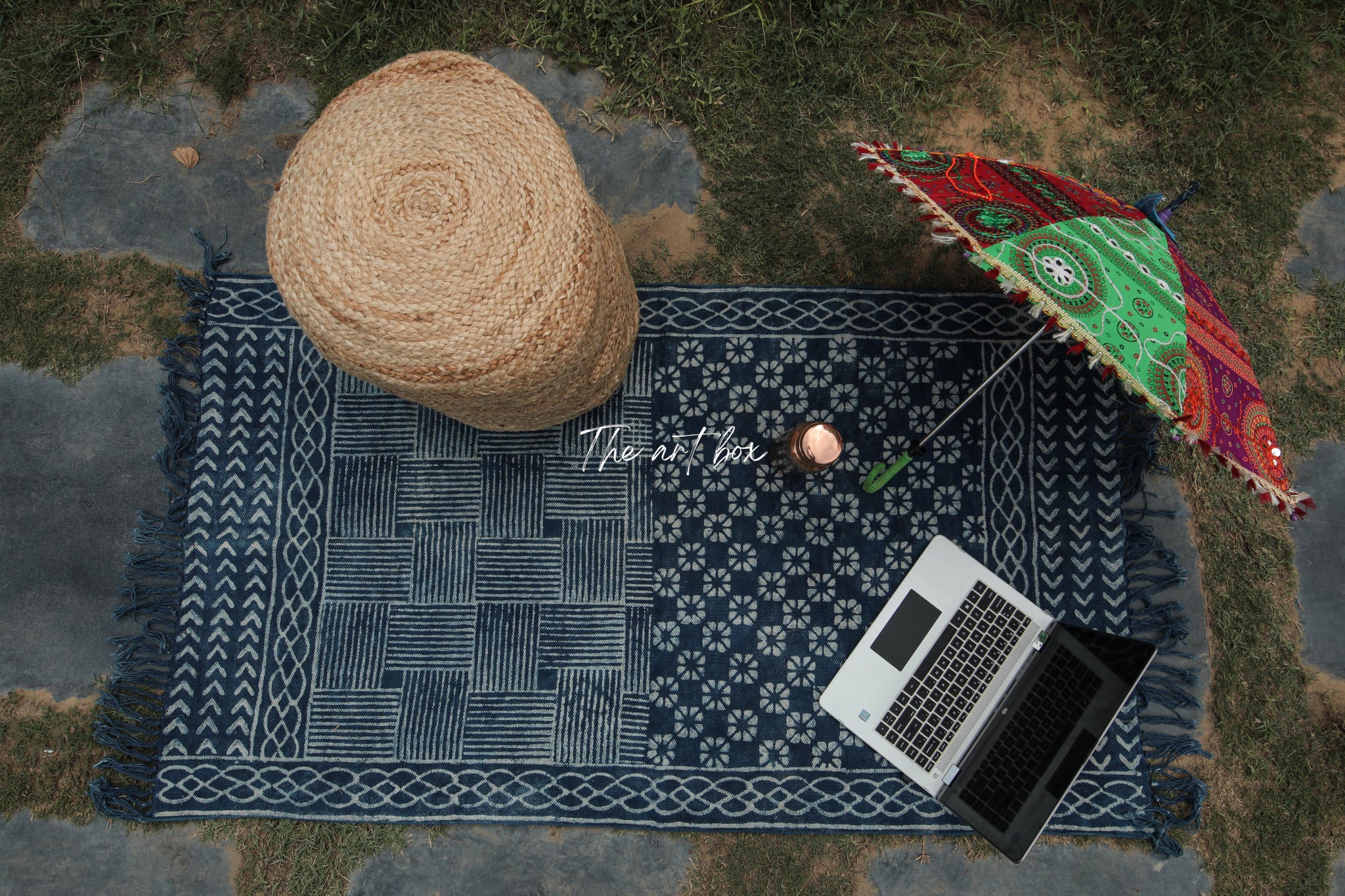 Indigo Blue Hand Block Print Cotton Rectangular Rugs