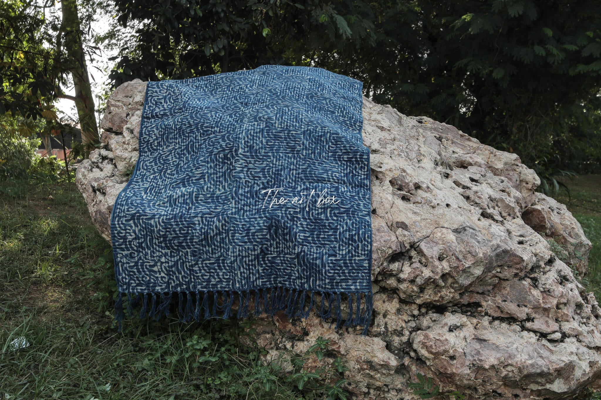 Indigo Blue Dabu Block Print Cotton Indigo Rectangle Rugs