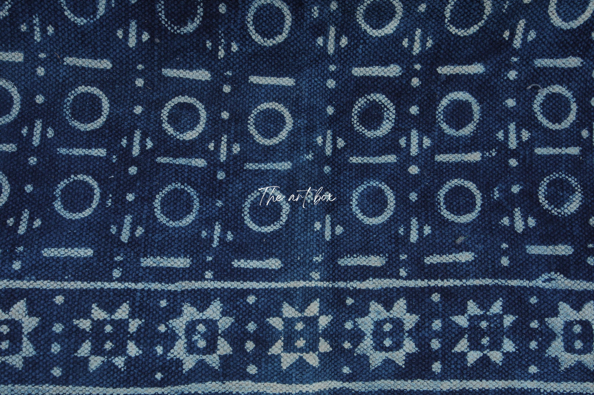 Indigo Blue Hand Block Print Cotton Rectangle Rugs