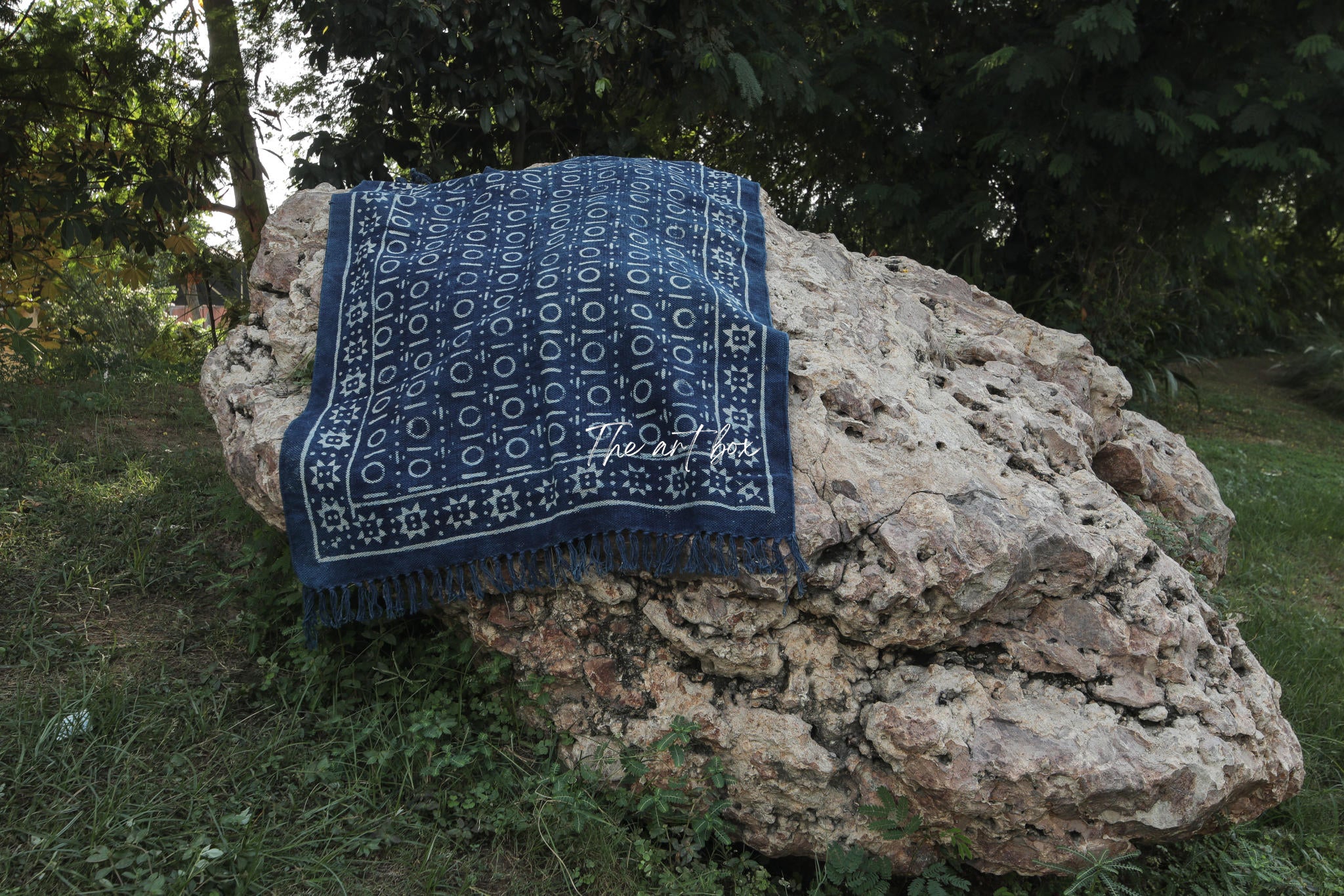 Indigo Blue Hand Block Print Cotton Rectangle Rugs