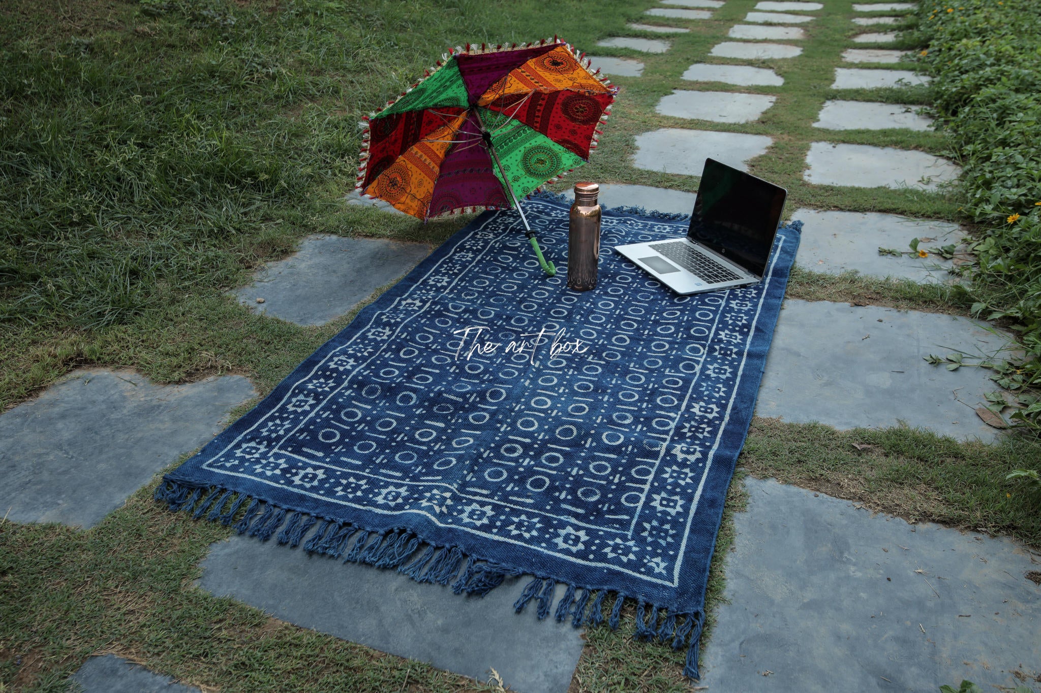 Indigo Blue Hand Block Print Cotton Rectangle Rugs