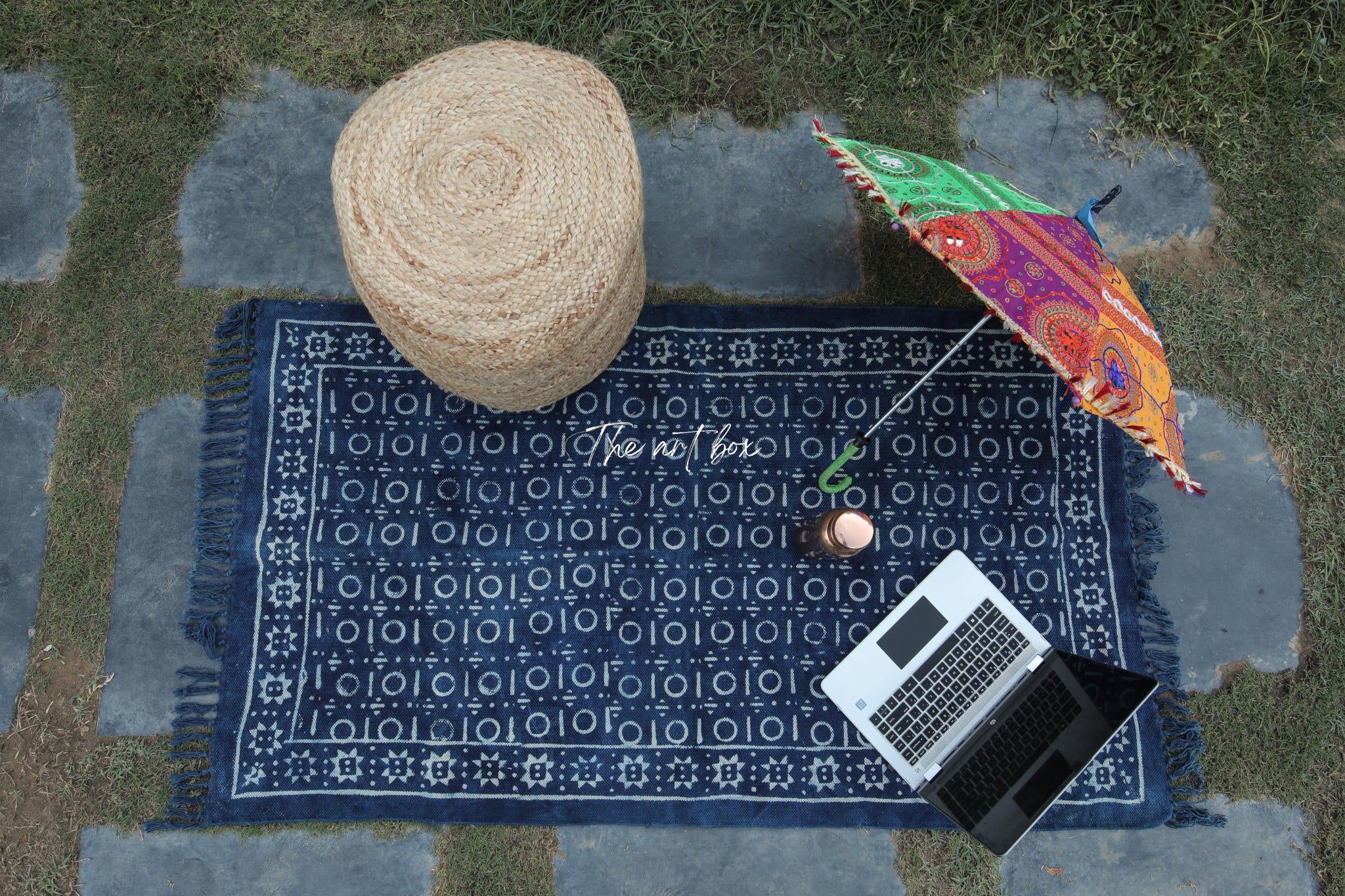 Indigo Blue Hand Block Print Cotton Rectangle Rugs