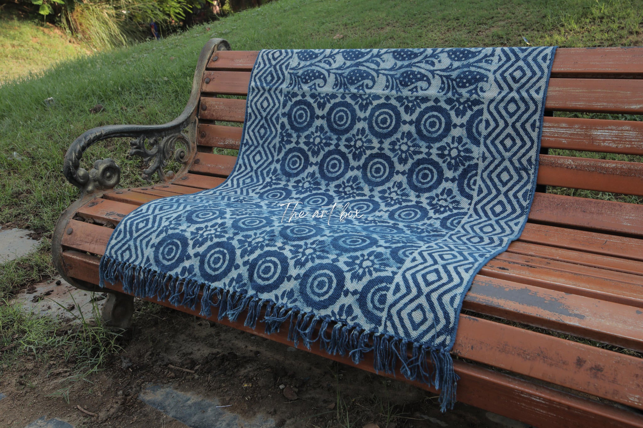 Indigo Blue Hand Block Print Cotton Rectangle Rugs