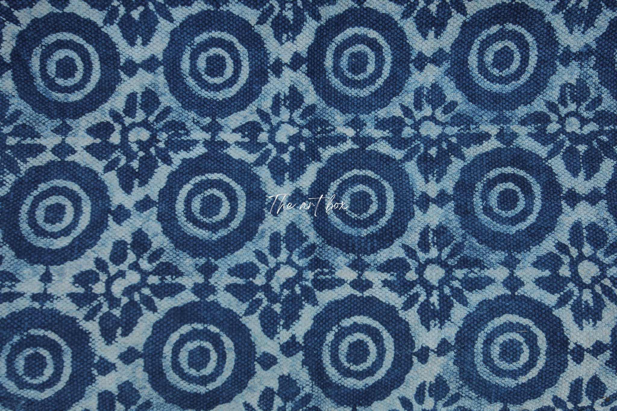 Indigo Blue Hand Block Print Cotton Rectangle Rugs