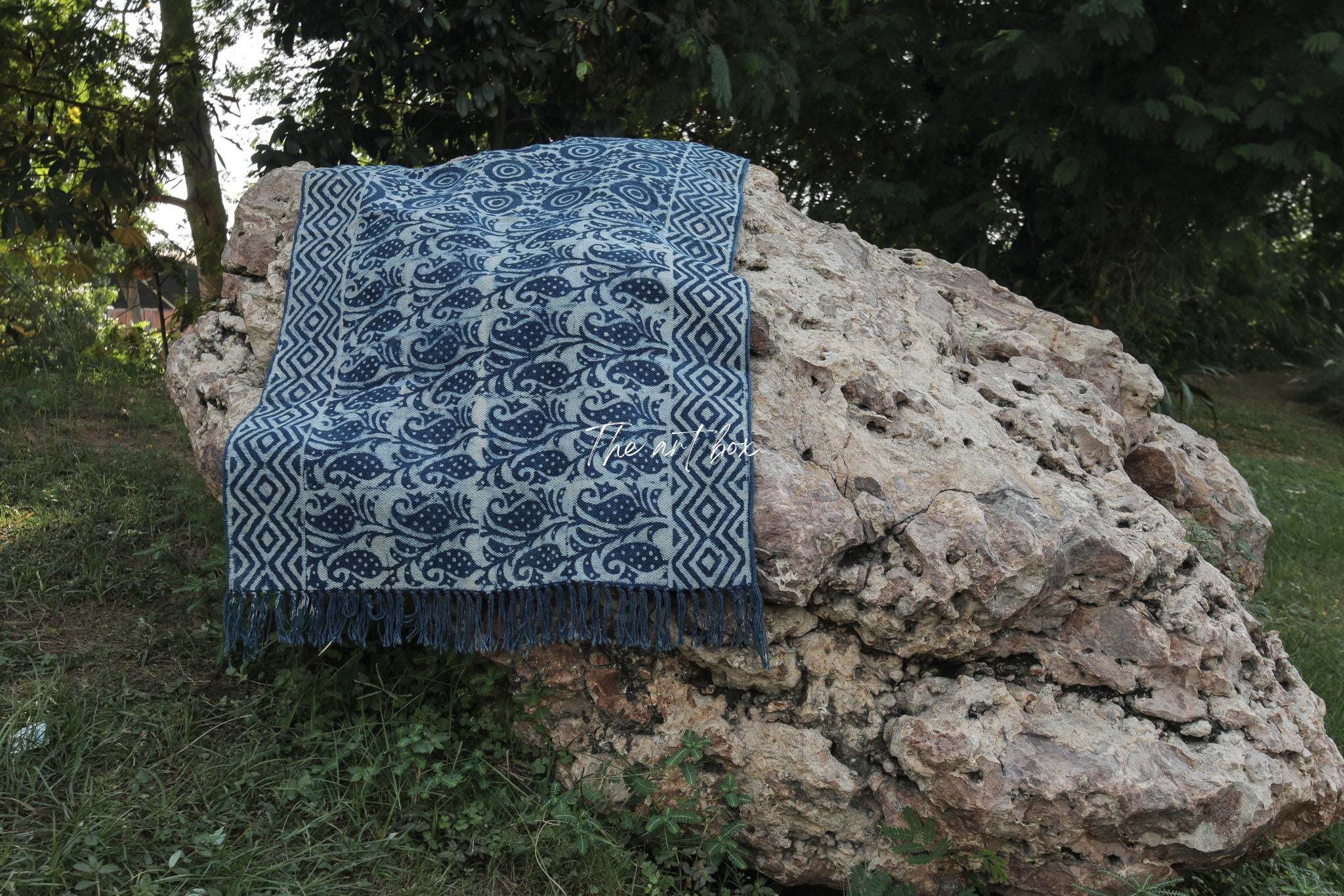 Indigo Blue Hand Block Print Cotton Rectangle Rugs