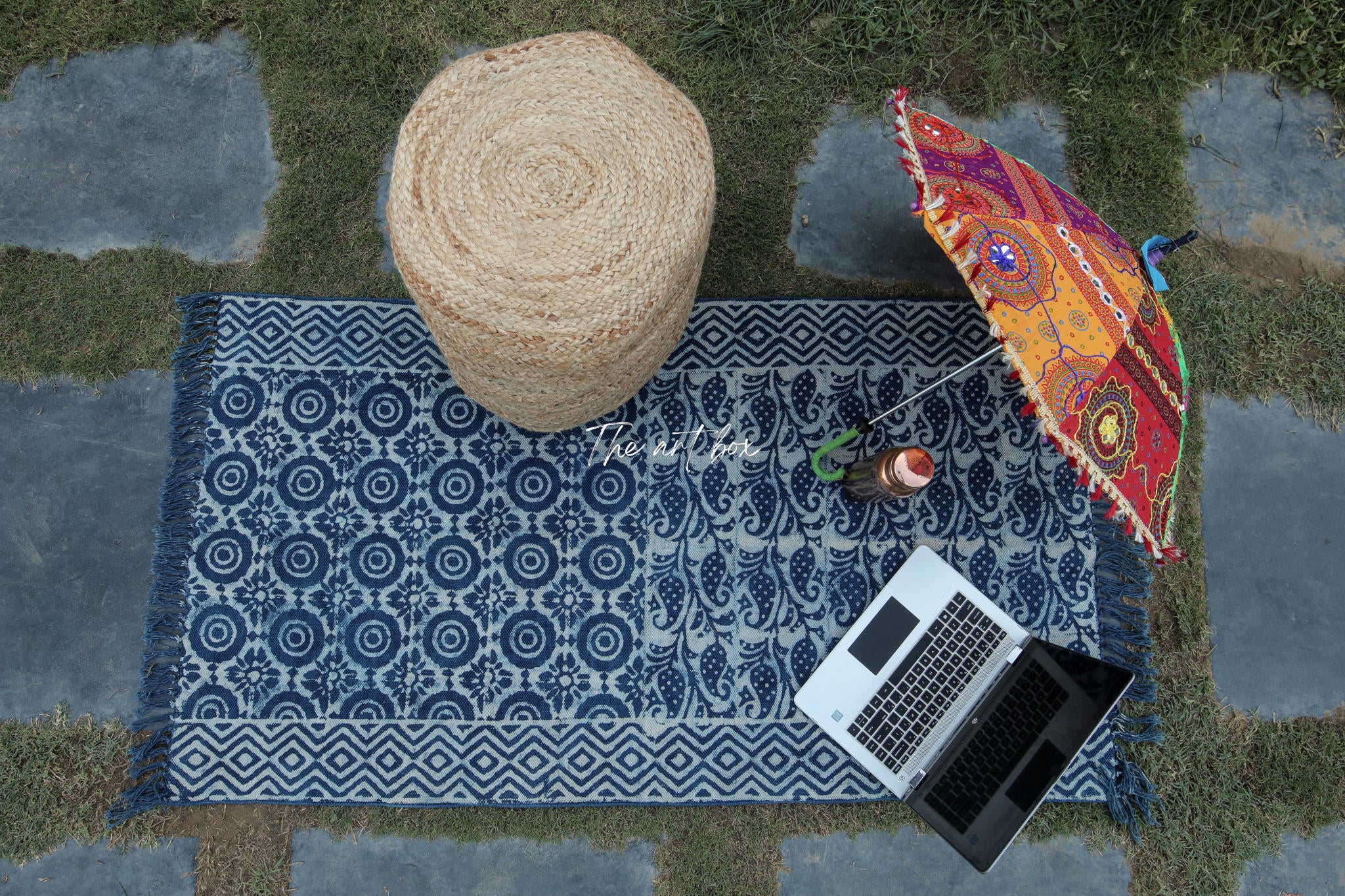 Indigo Blue Hand Block Print Cotton Rectangle Rugs