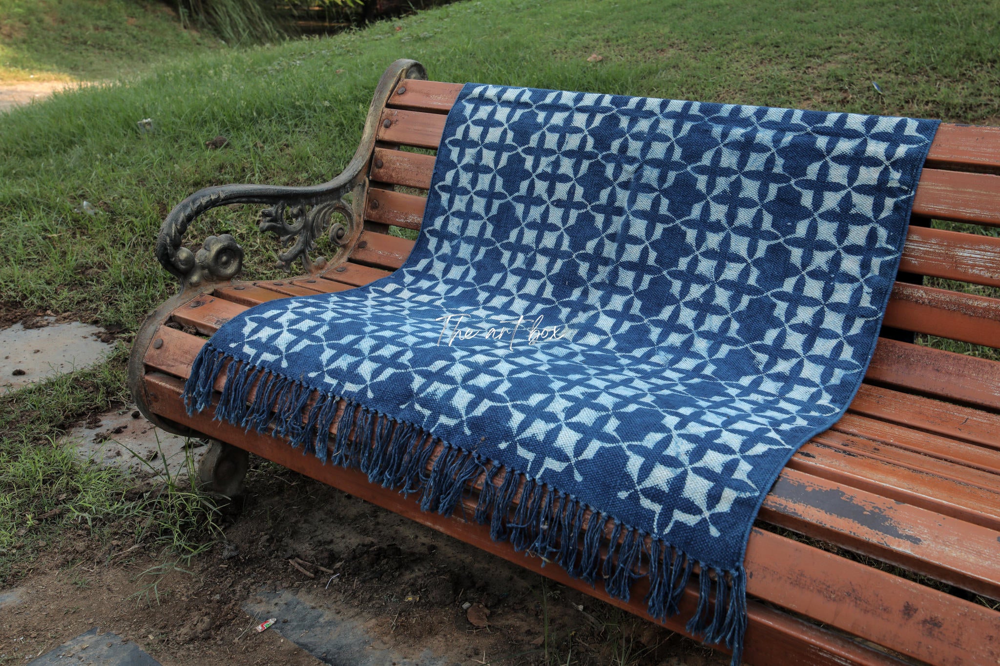 Indigo Blue Hand Block Print Cotton Rectangle Rugs