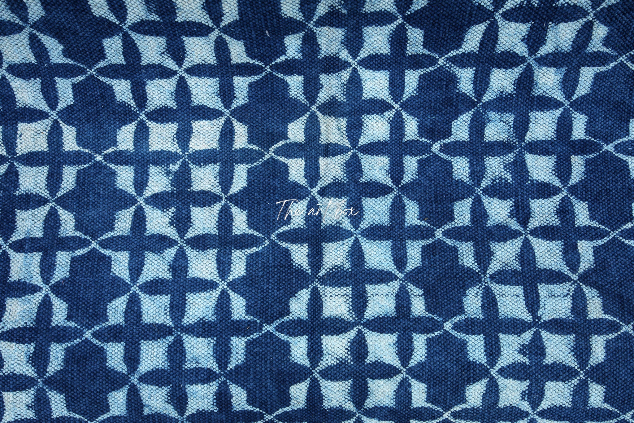 Indigo Blue Hand Block Print Cotton Rectangle Rugs