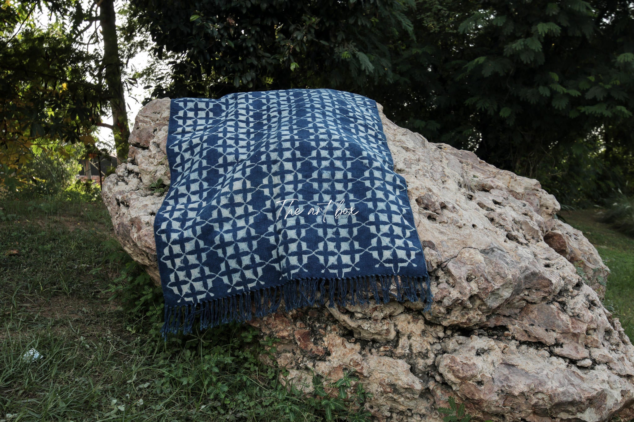 Indigo Blue Hand Block Print Cotton Rectangle Rugs