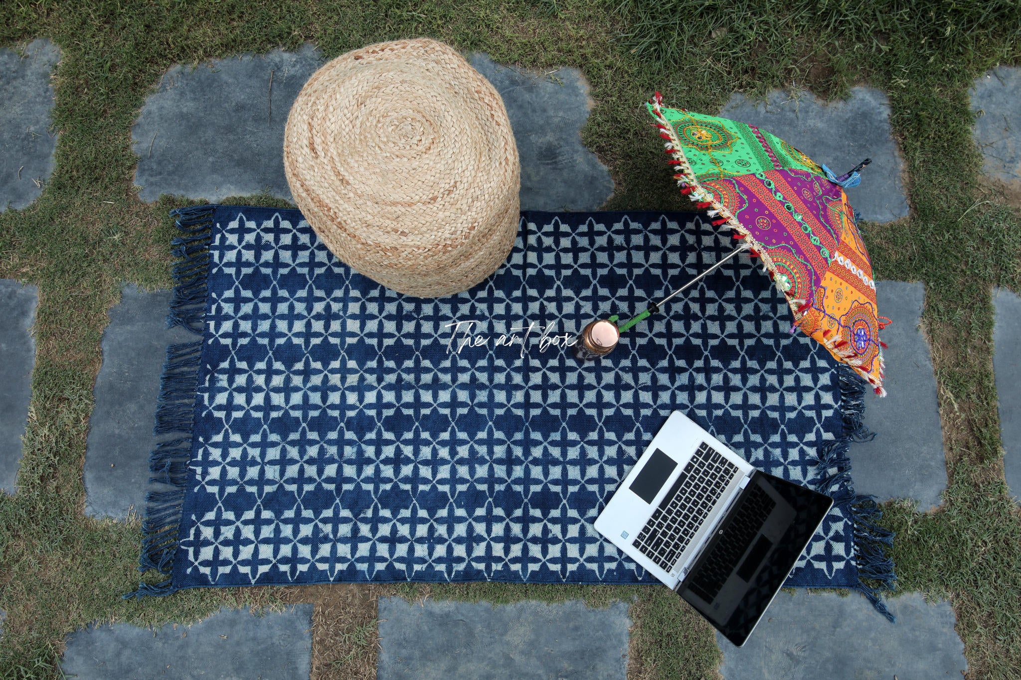 Indigo Blue Hand Block Print Cotton Rectangle Rugs