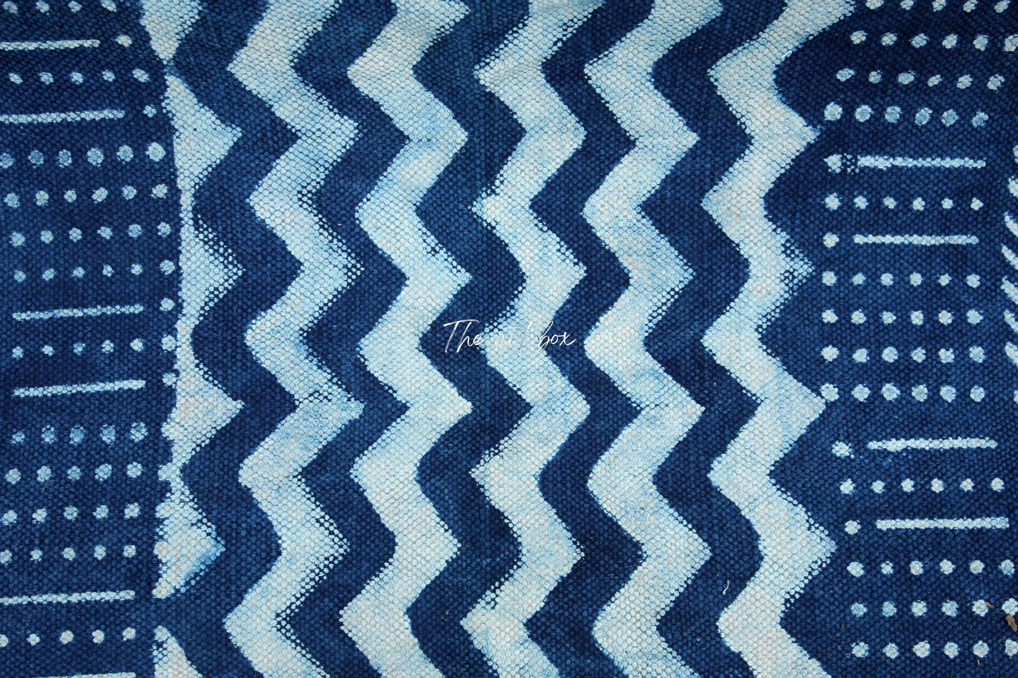 Indigo Blue Dabu Block Print Cotton Rectangle Rugs