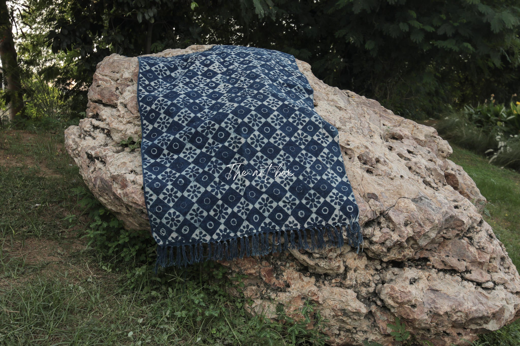 Indigo Blue Hand Block Print Cotton Rectangle Rugs