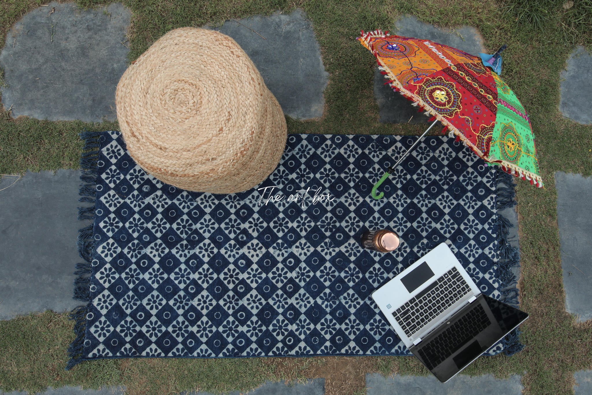 Indigo Blue Hand Block Print Cotton Rectangle Rugs