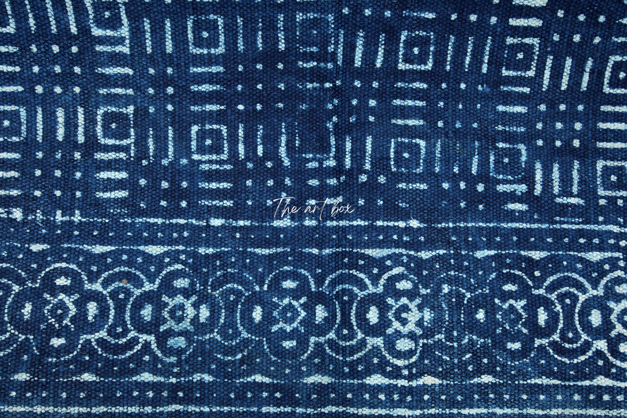 Indigo Blue Dabu Print Cotton Rectangle Rugs