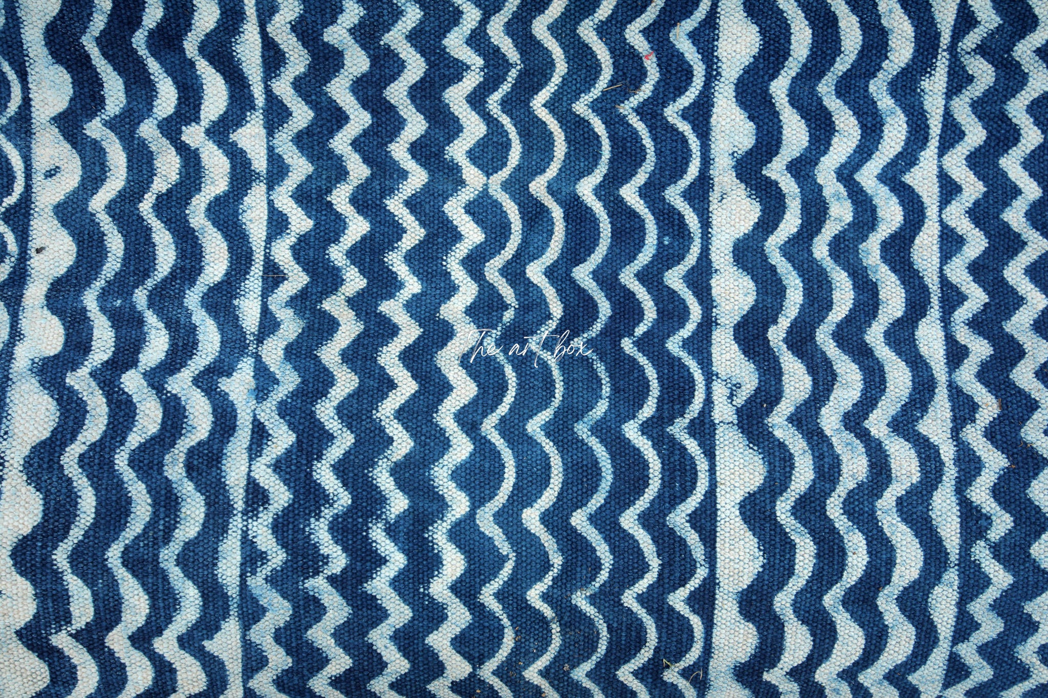 Indigo Blue Dabu Print Cotton Rectangle Rugs