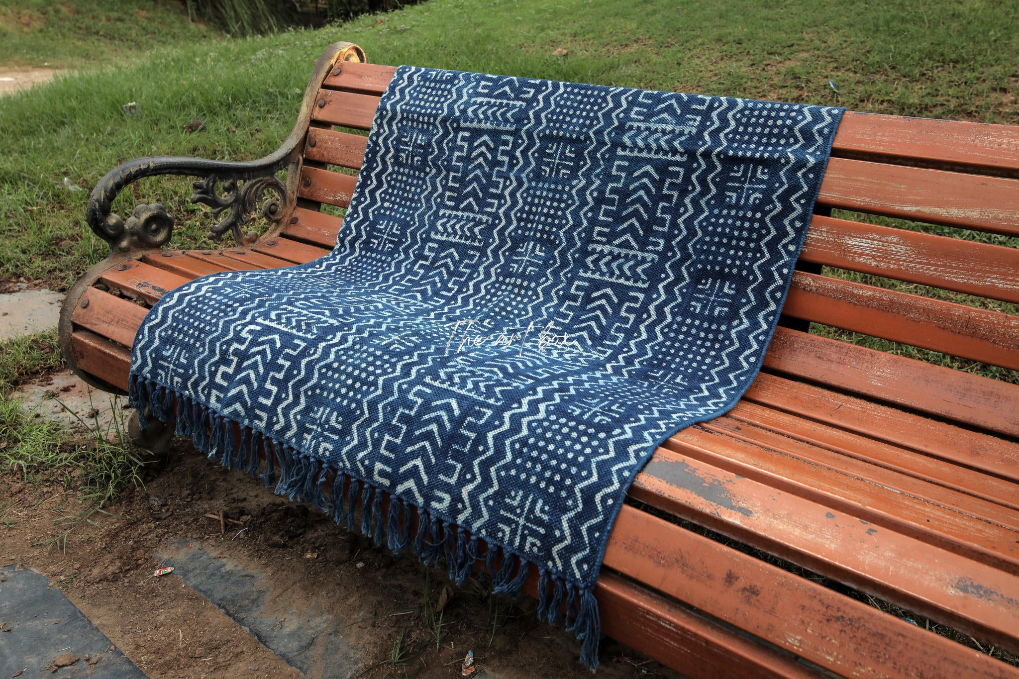 Indigo Blue Hand Block Print Cotton Rectangle Rugs