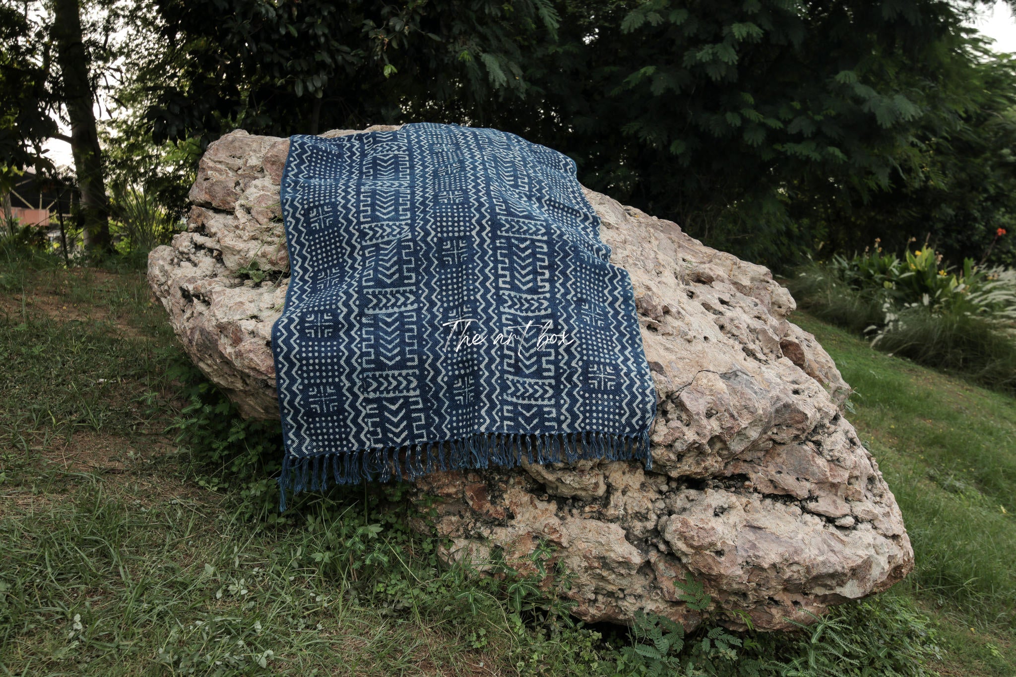 Indigo Blue Hand Block Print Cotton Rectangle Rugs