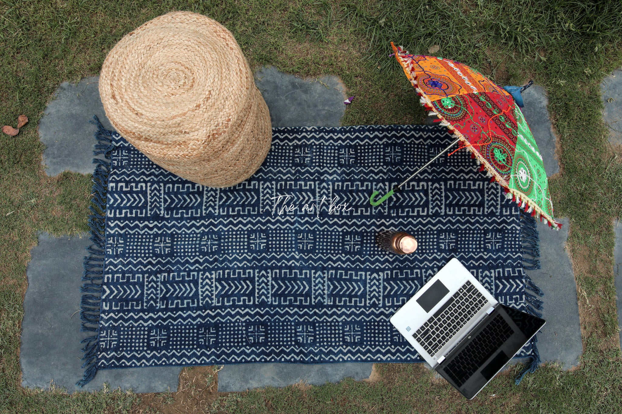 Indigo Blue Hand Block Print Cotton Rectangle Rugs