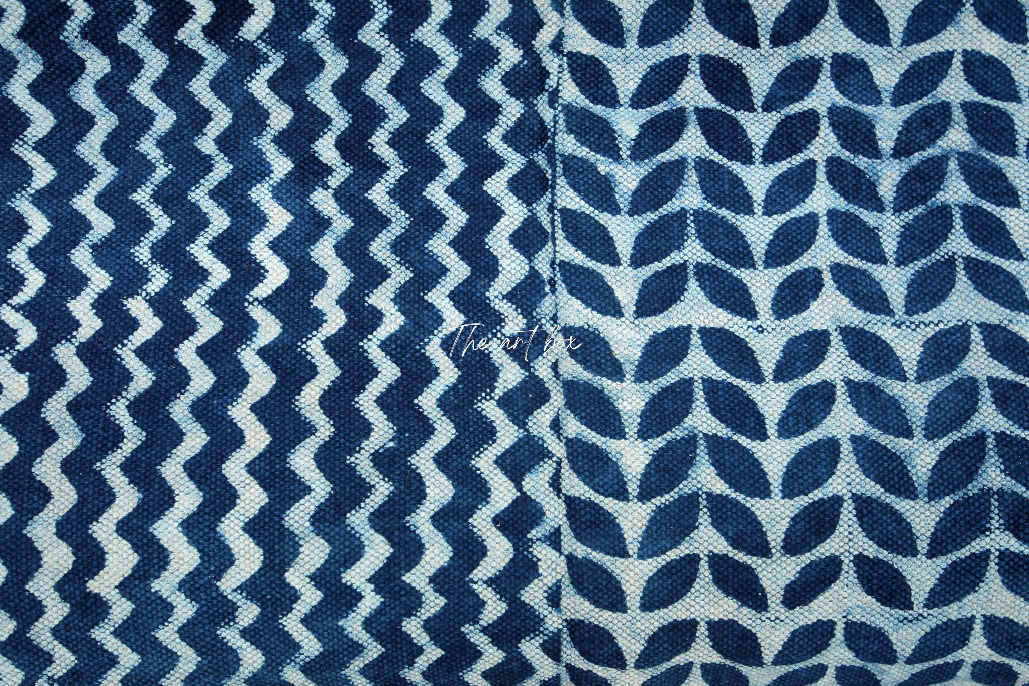 Indigo Blue Dabu Print Cotton Rectangle Rugs