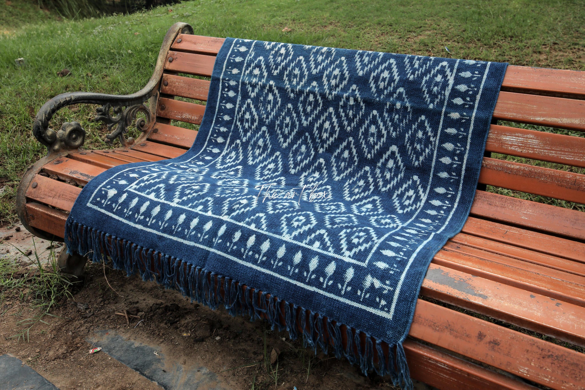 Indigo Blue Hand Block Print Cotton Rectangle  Rugs