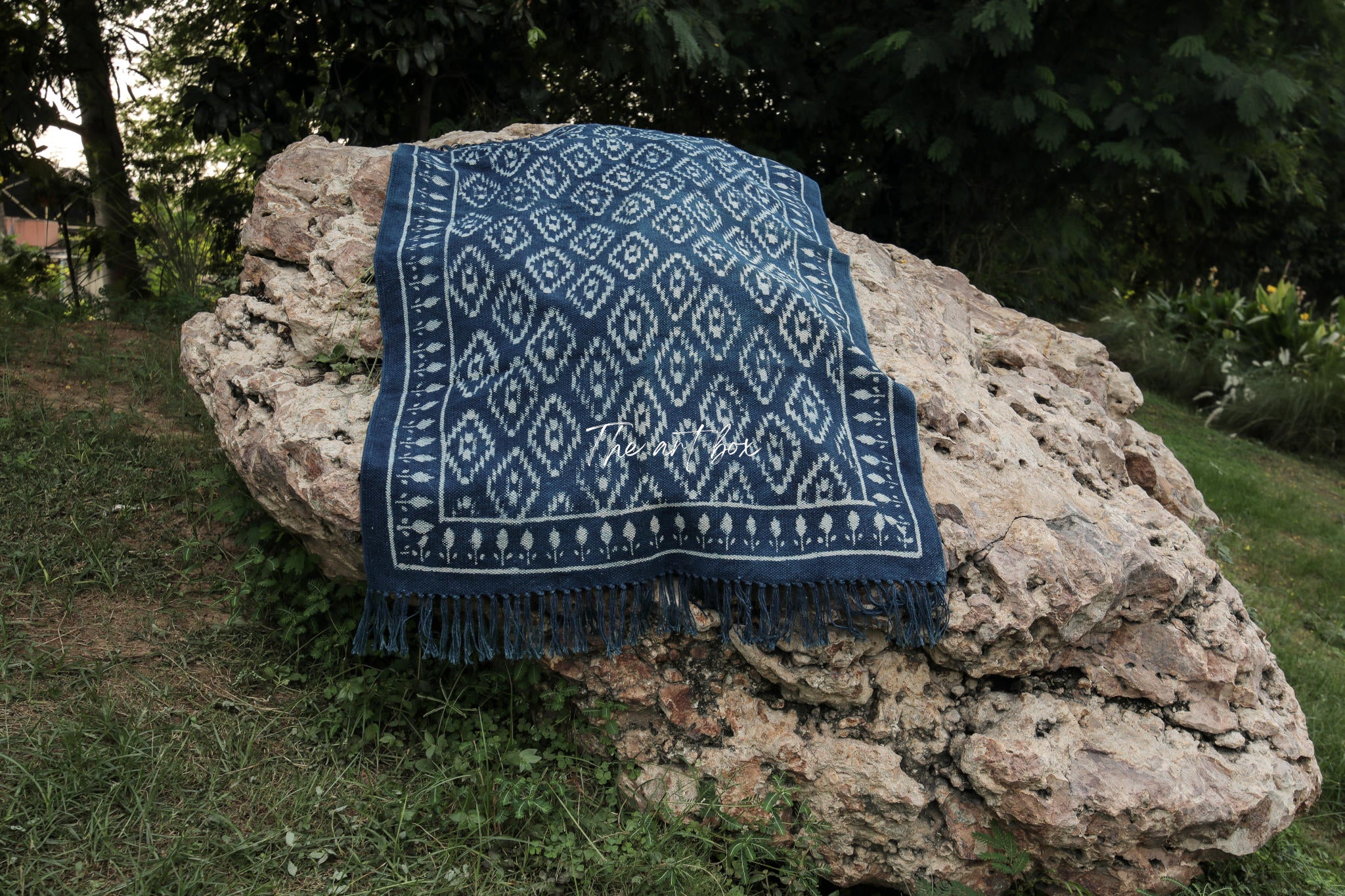 Indigo Blue Hand Block Print Cotton Rectangle Rugs