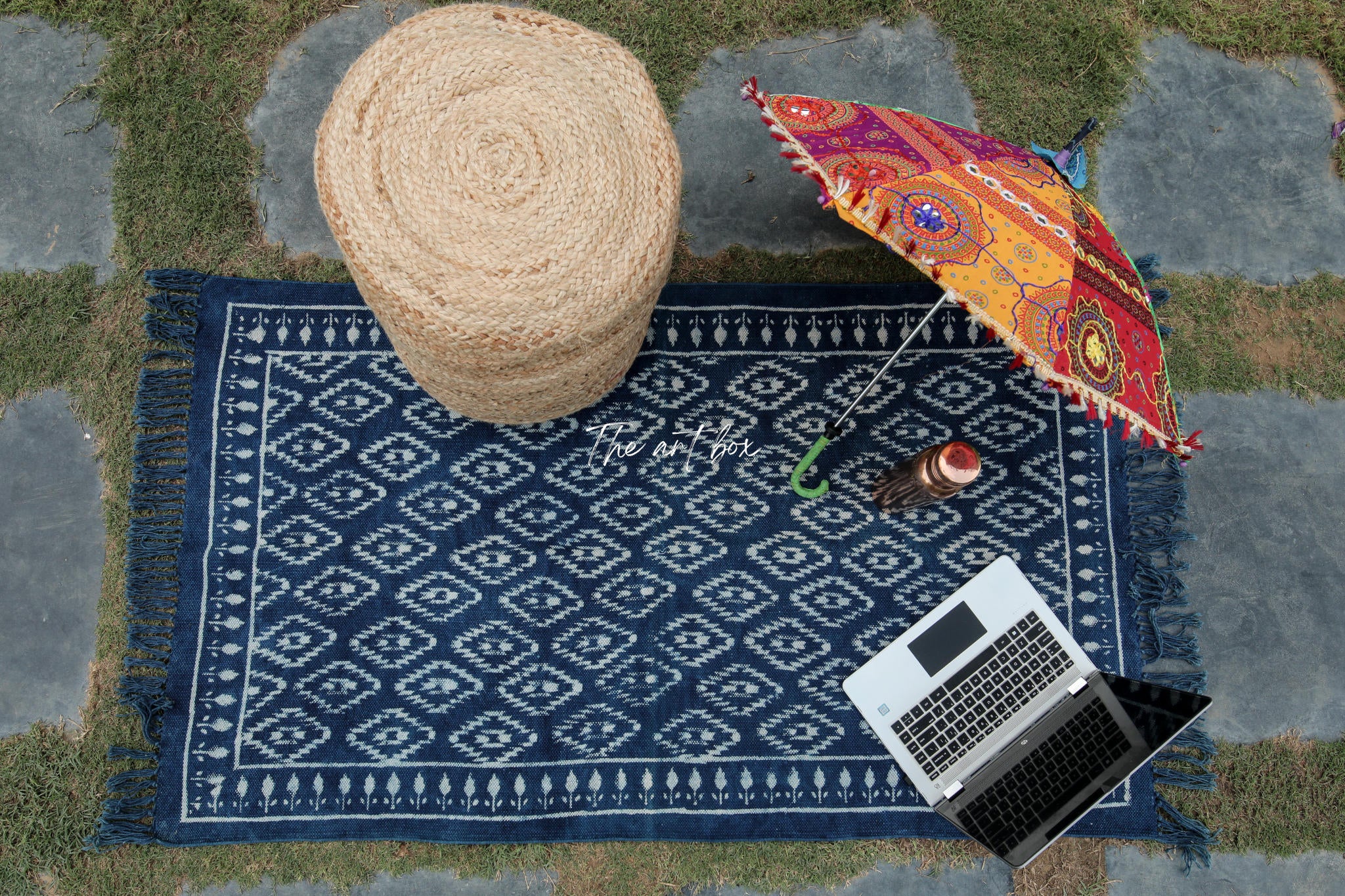 Indigo Blue Hand Block Print Cotton Rectangle Rugs