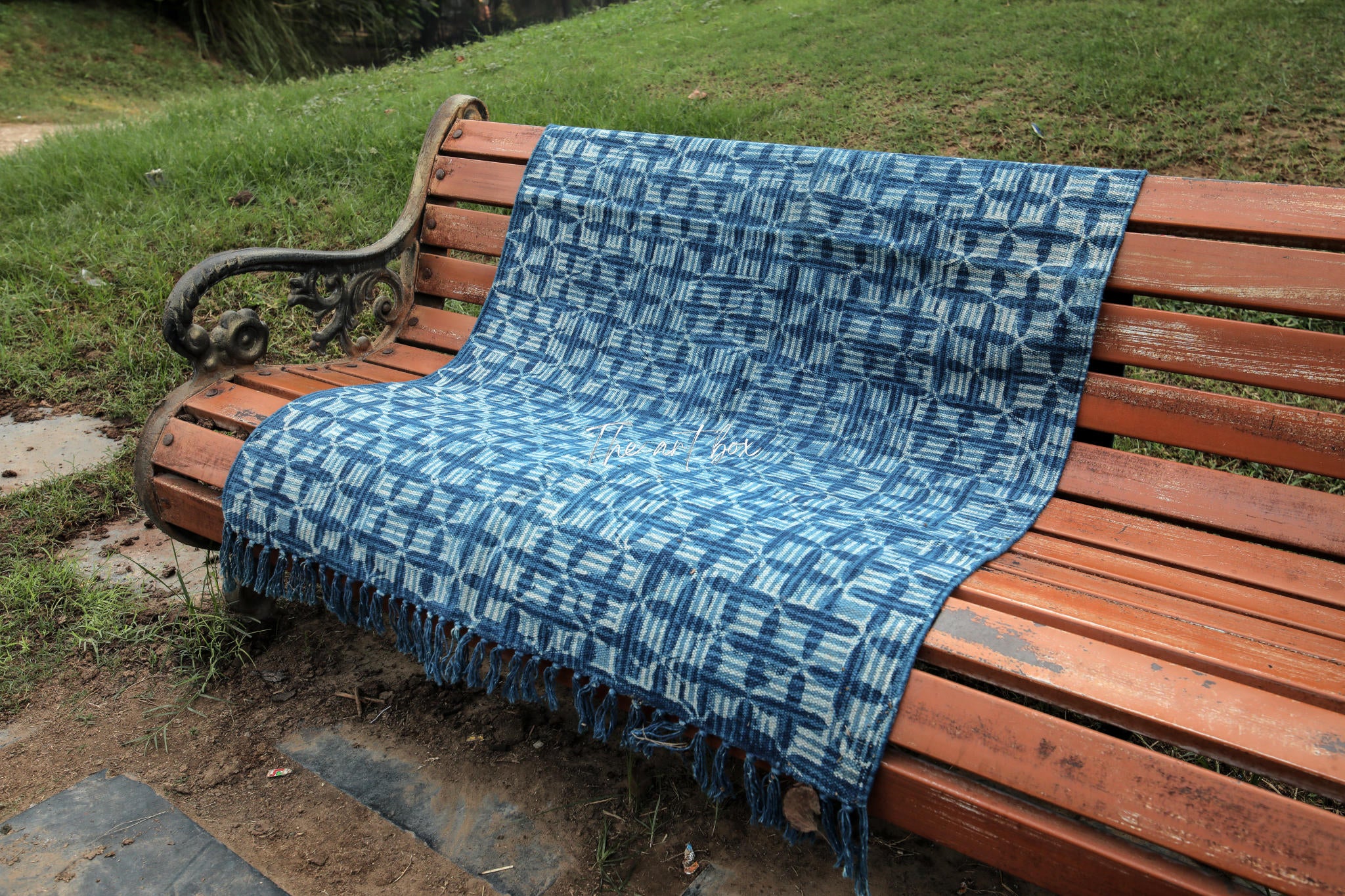 Indigo Blue Hand Block Print Cotton Rectangle  Rugs