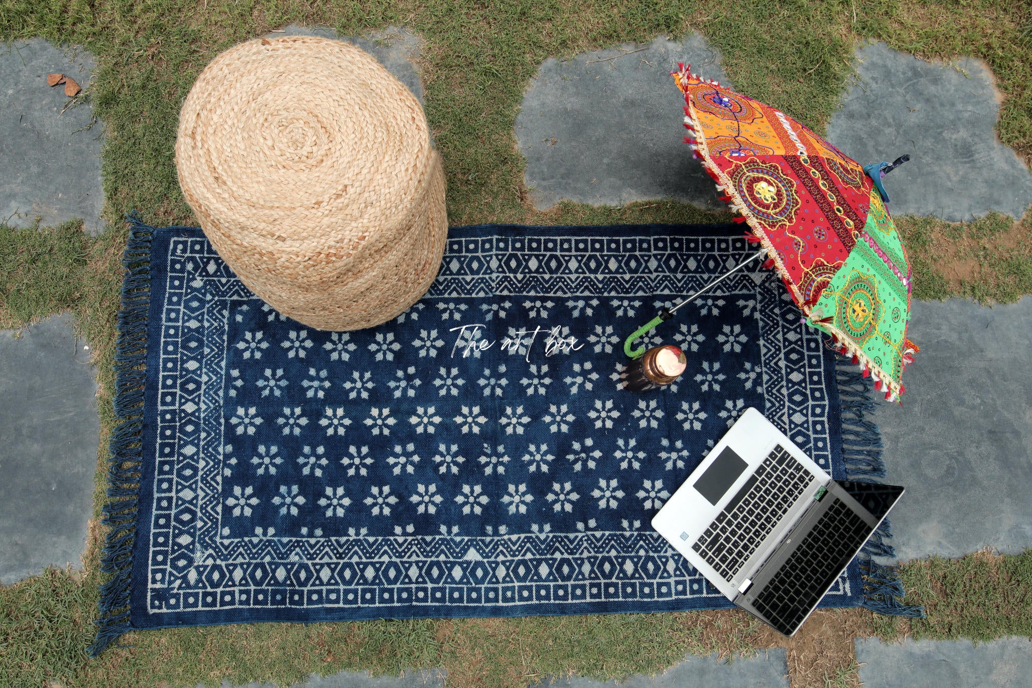 Indigo Blue Hand Block Print Cotton Rectangle Rugs