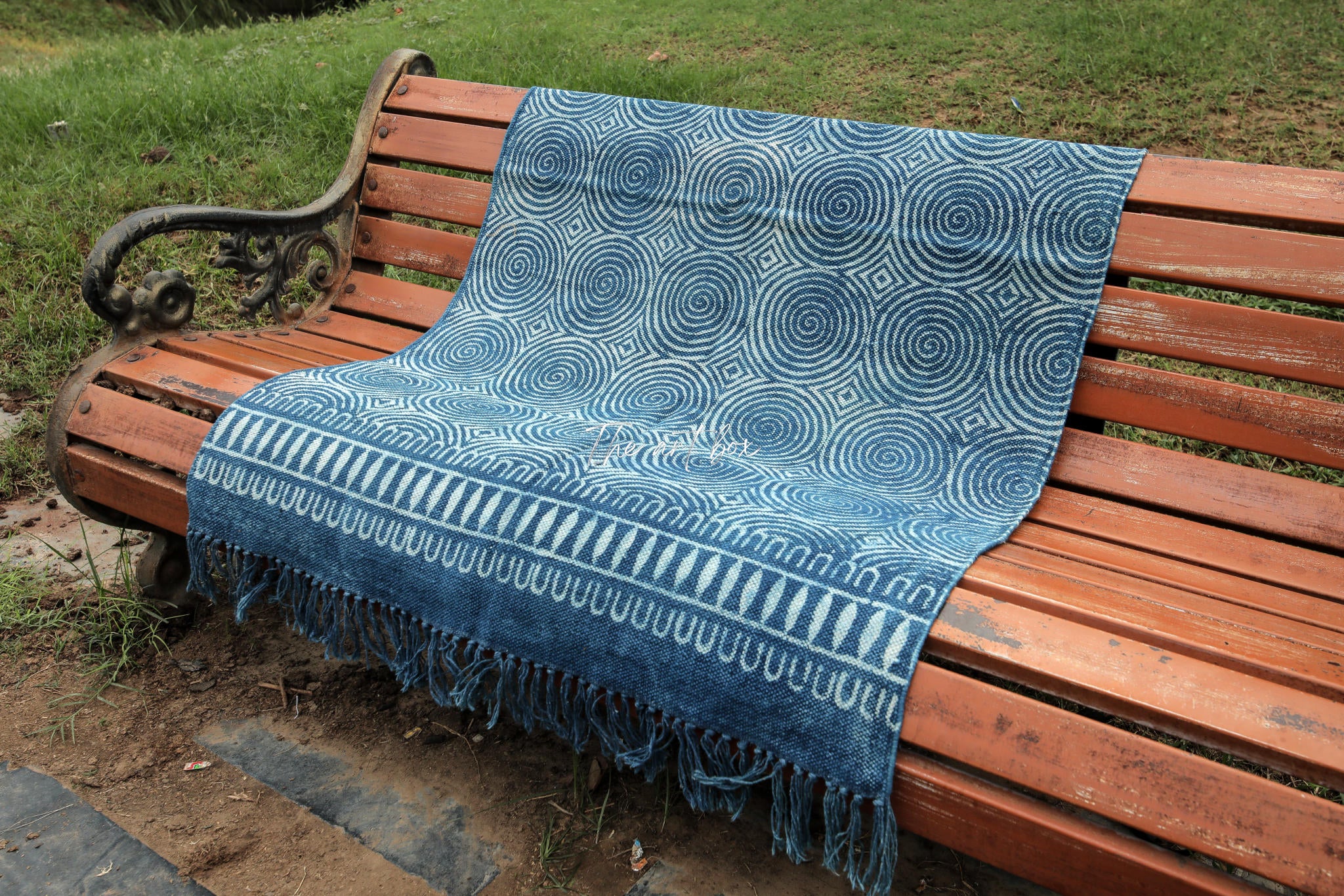 Indigo Blue Hand Block Print Cotton Rectangle  Rugs