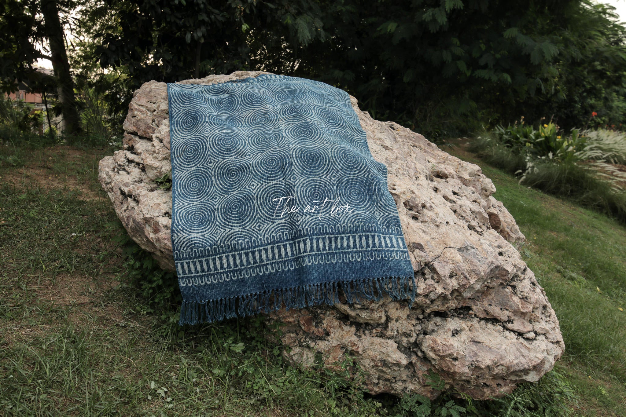 Indigo Blue Hand Block Print Cotton Rectangle Rugs
