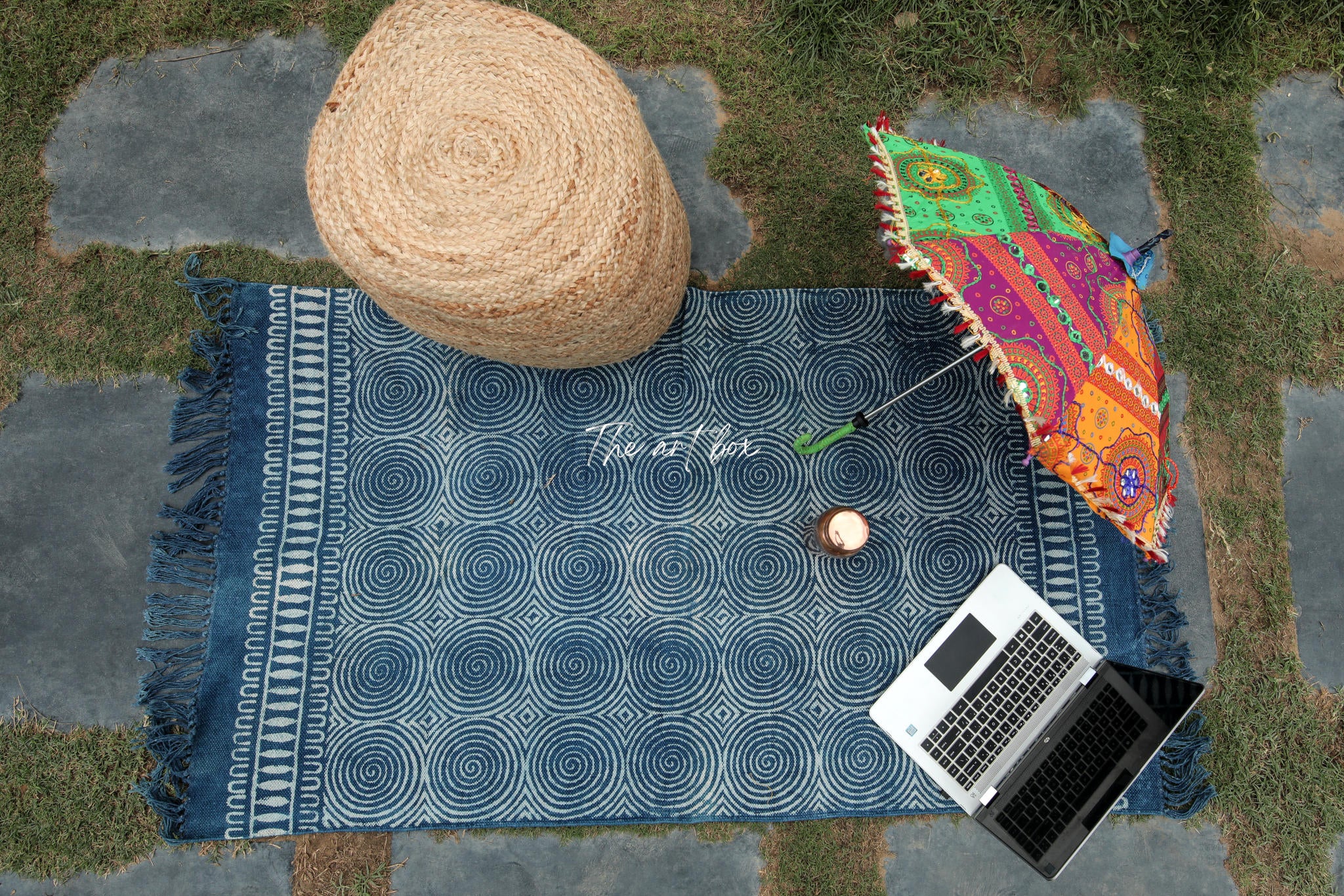 Indigo Blue Hand Block Print Cotton Rectangle Rugs