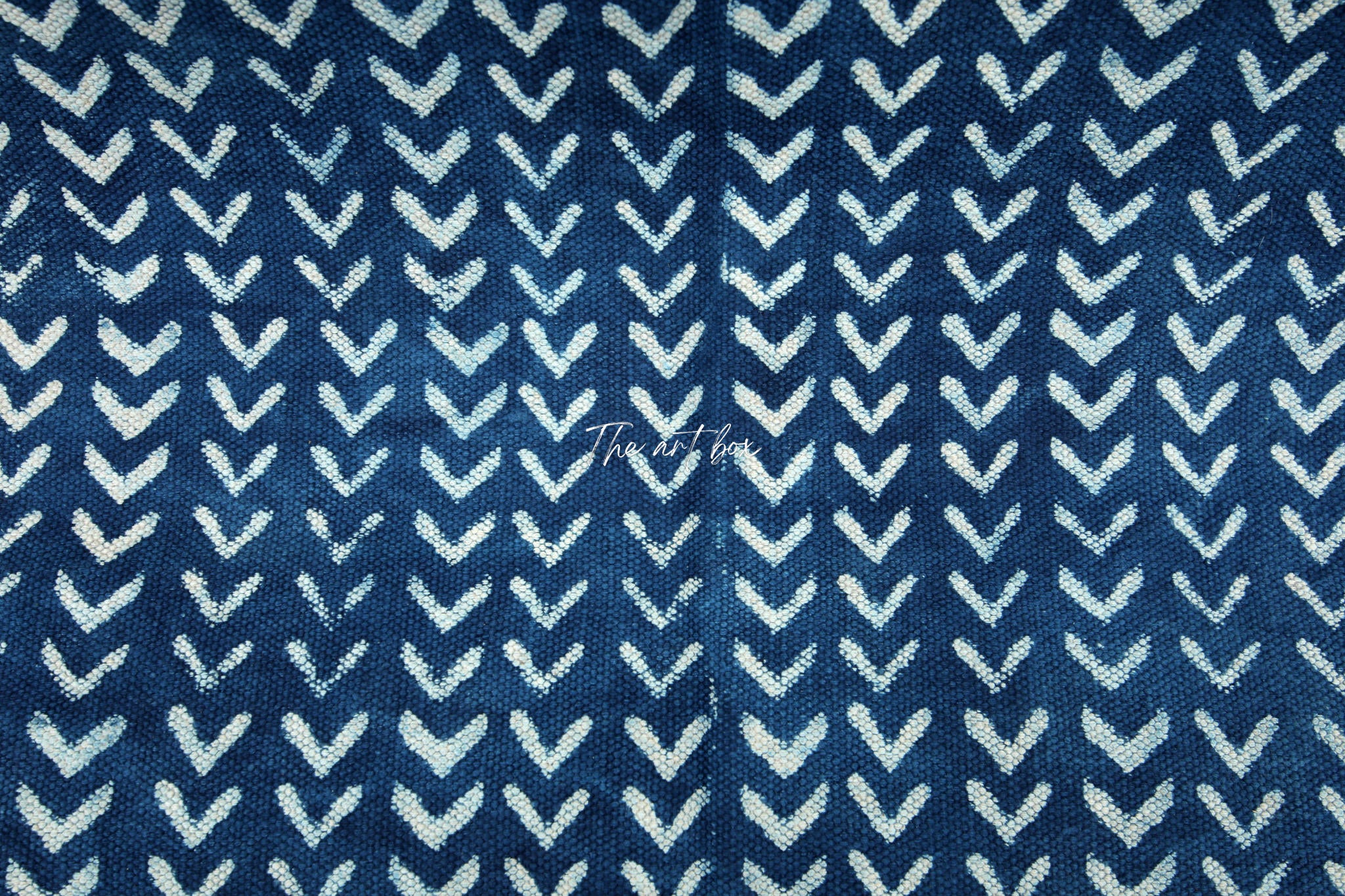 Indigo Blue Dabu Print Cotton Rectangle Rugs