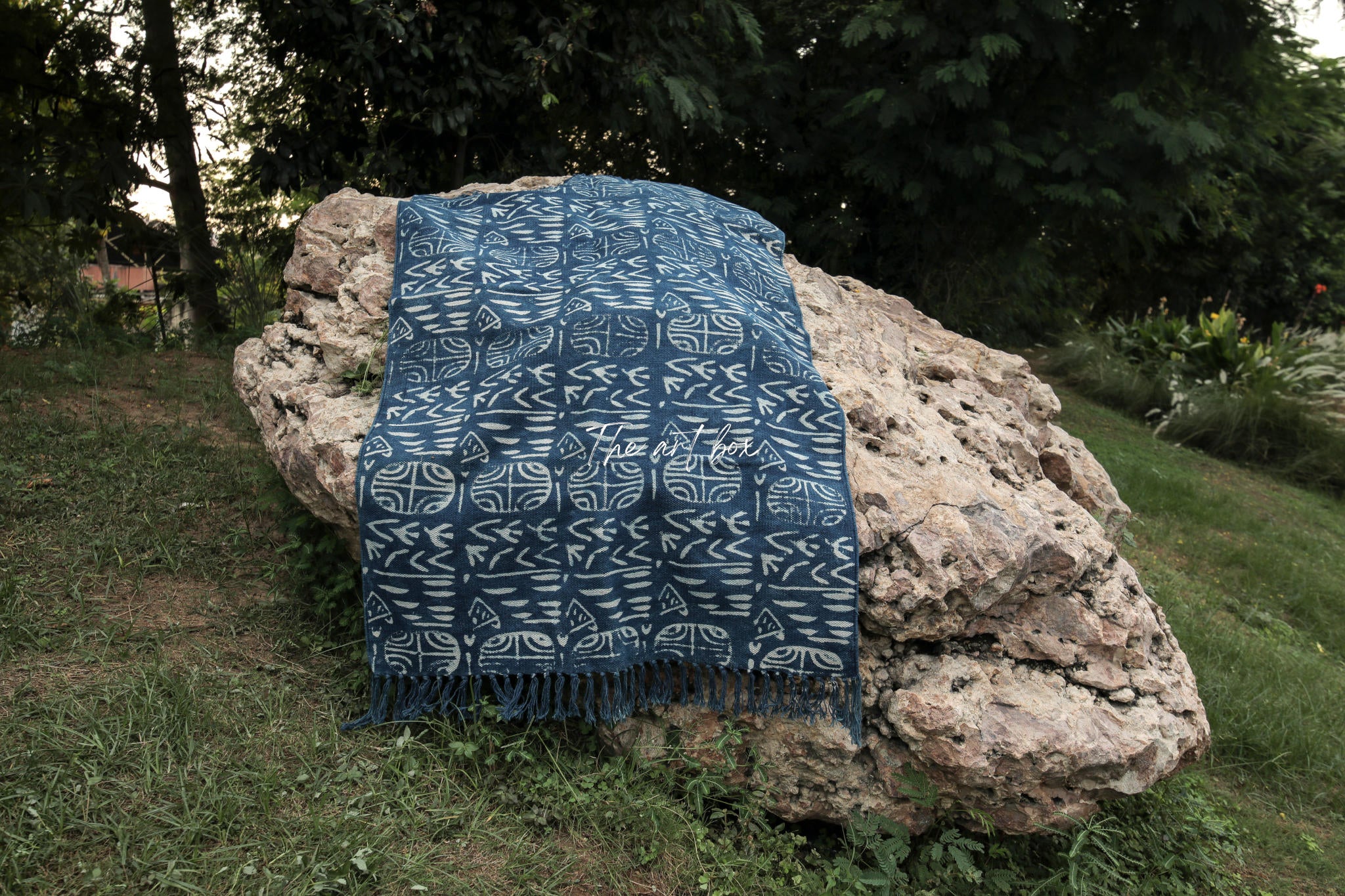 Indigo Blue Dabu Print Cotton Rectangle Rugs