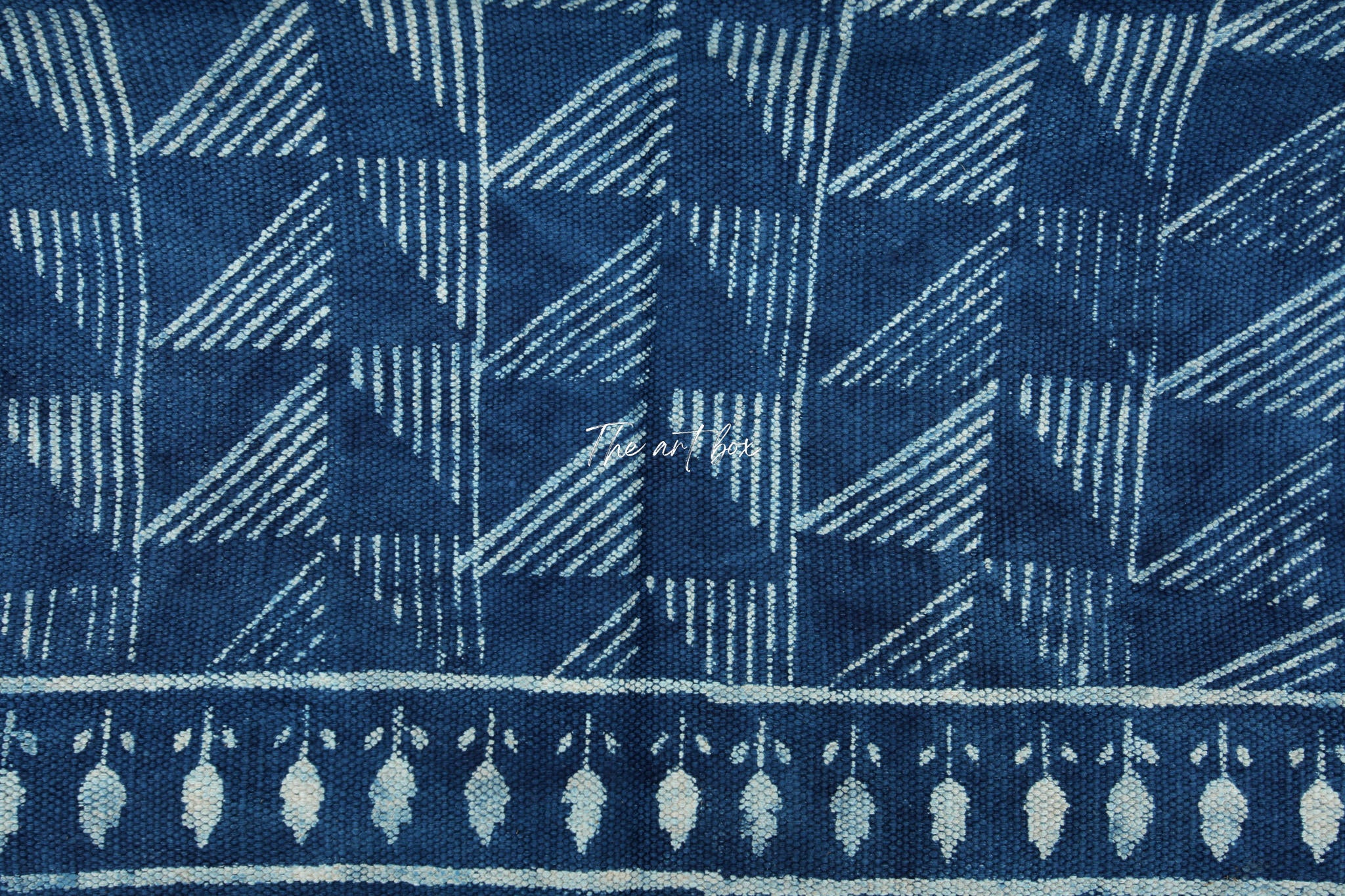 Indigo Blue Dabu Print Cotton Rectangle Rugs