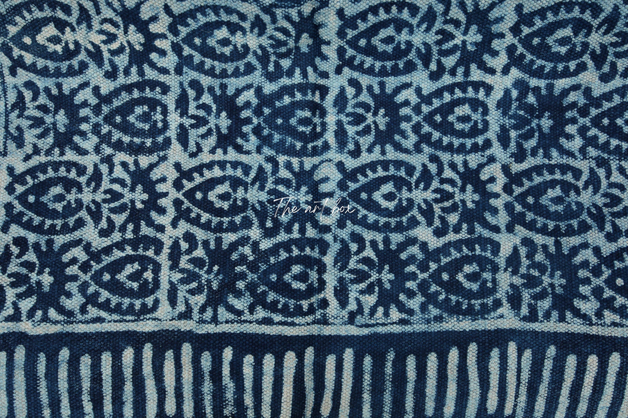 Indigo Blue Hand Block Print Cotton Rectangle Rugs