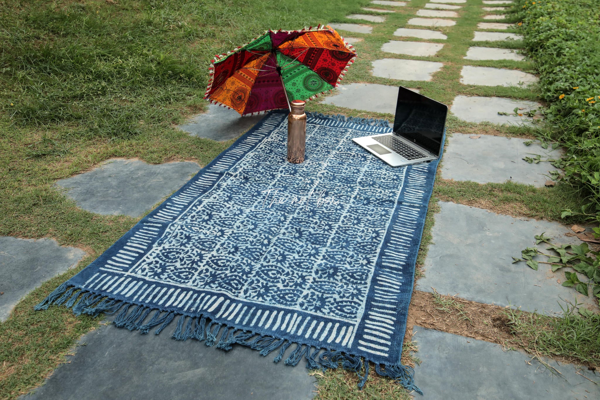 Indigo Blue Hand Block Print Cotton Rectangle Rugs