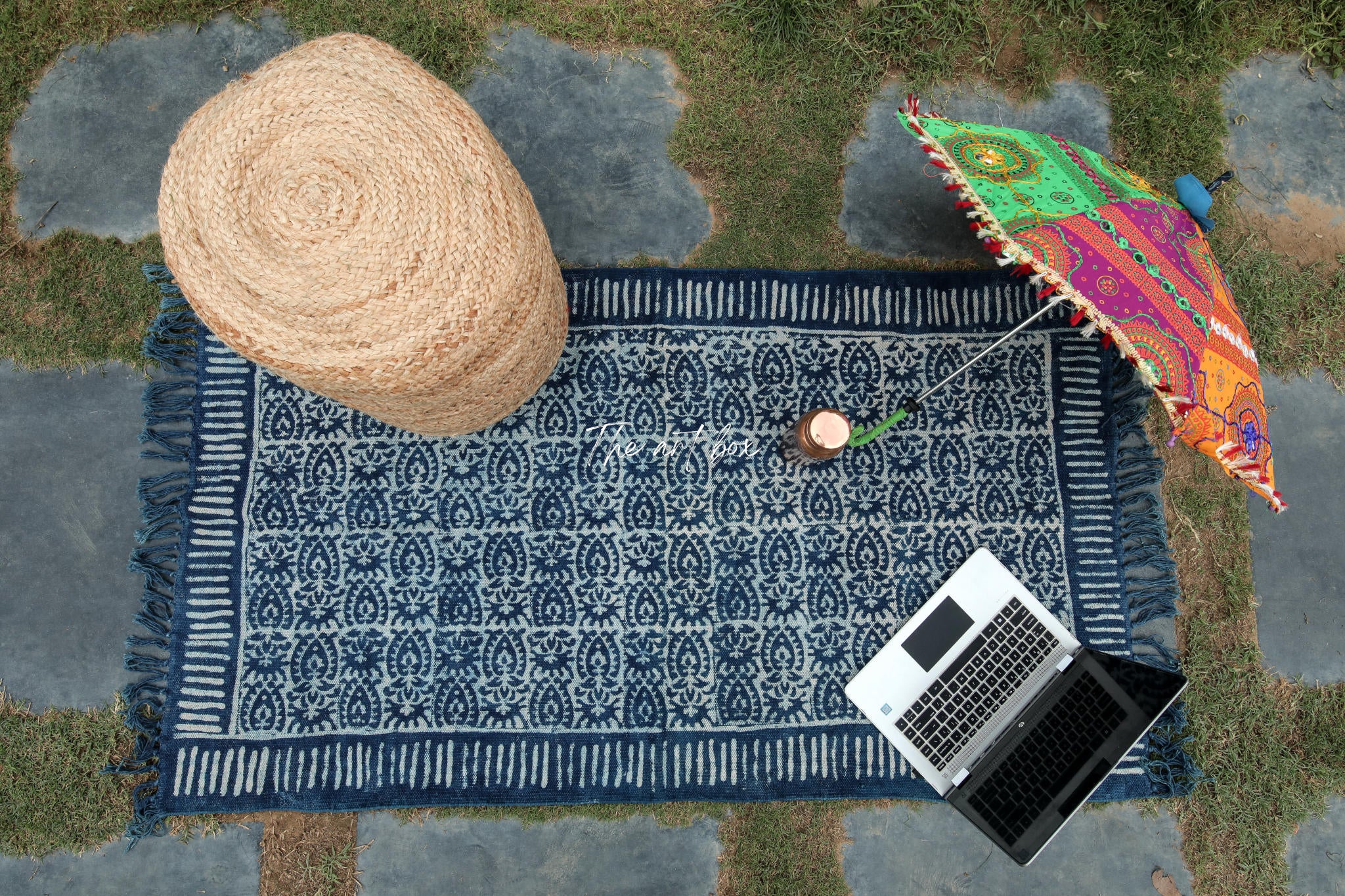 Indigo Blue Hand Block Print Cotton Rectangle Rugs