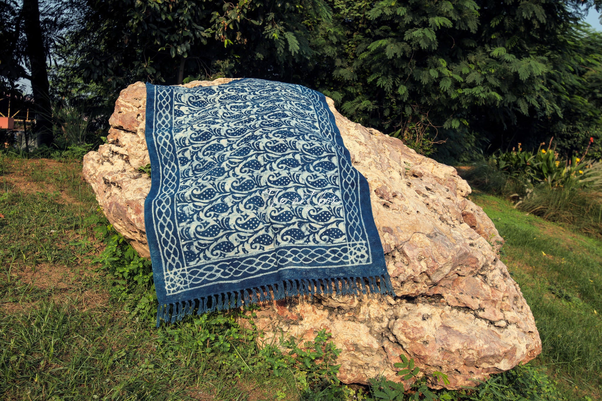 Indigo Blue Dabu Block Print Cotton Rectangle Rugs