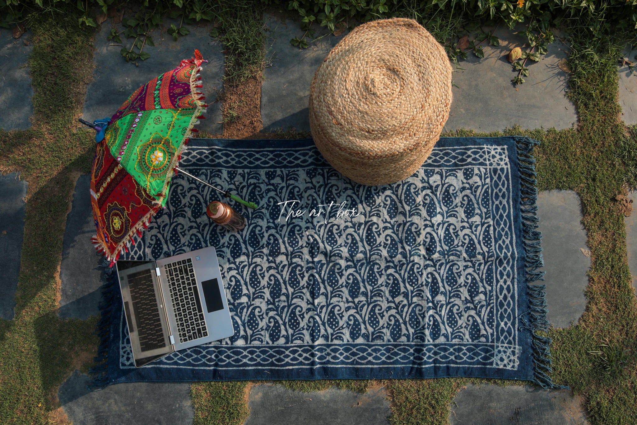 Indigo Blue Dabu Print Cotton Rectangle Rugs
